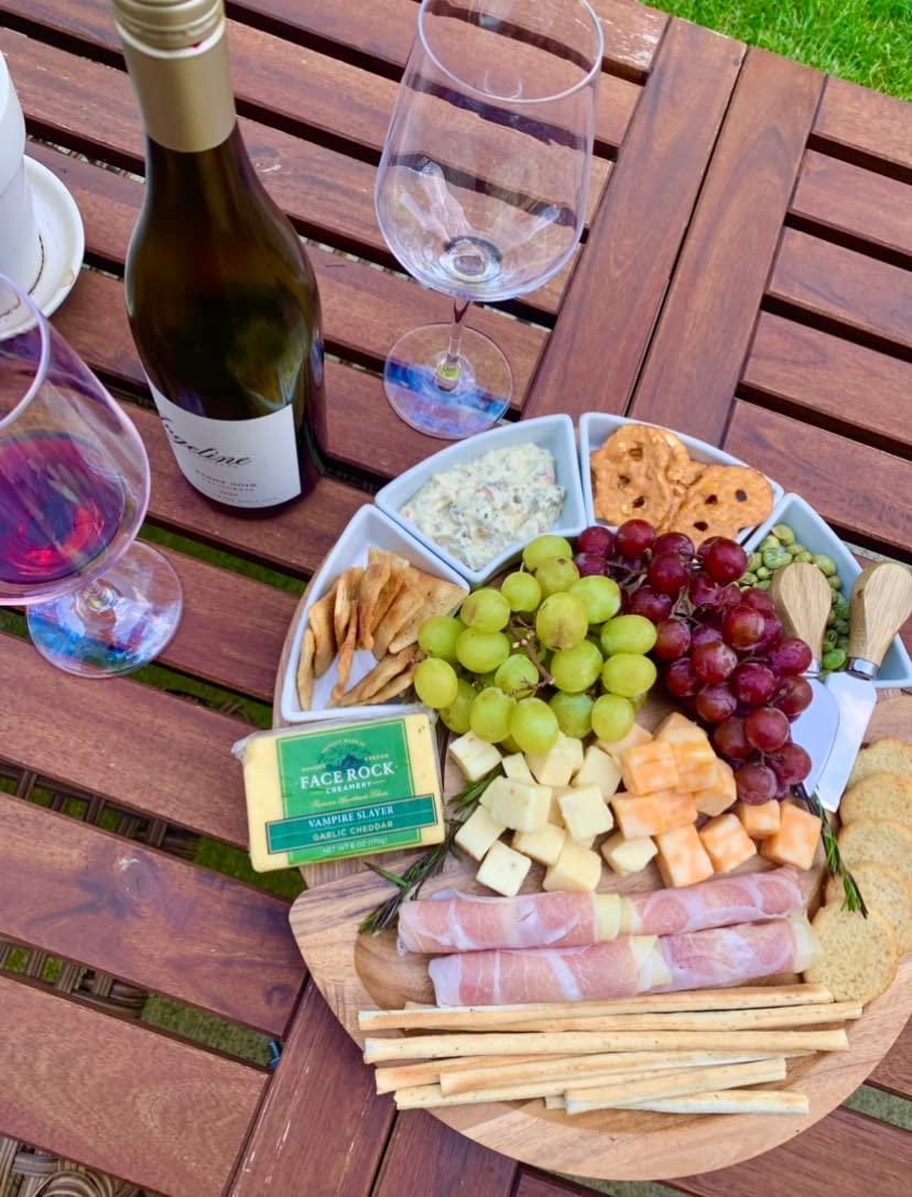 ChefSofi Charcuterie Board Set and Cheese Serving Platter - Made from Acacia Wood - US Patented 13 inch Cheese Board and Knife Set for Entertaining and Serving - 4 Knives and 4 Bowls customer photo 1