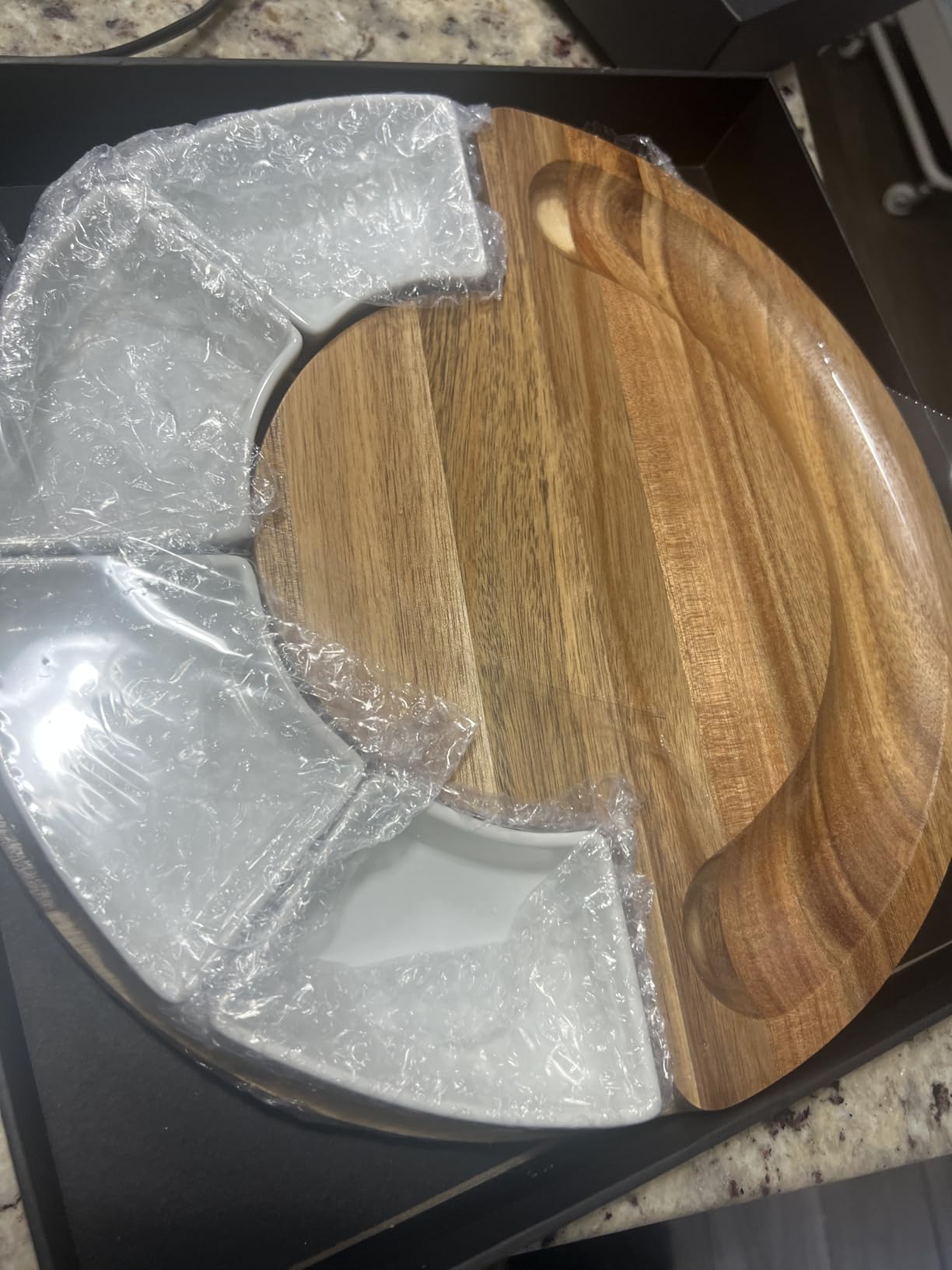 ChefSofi Charcuterie Board Set and Cheese Serving Platter - Made from Acacia Wood - US Patented 13 inch Cheese Board and Knife Set for Entertaining and Serving - 4 Knives and 4 Bowls customer photo 2