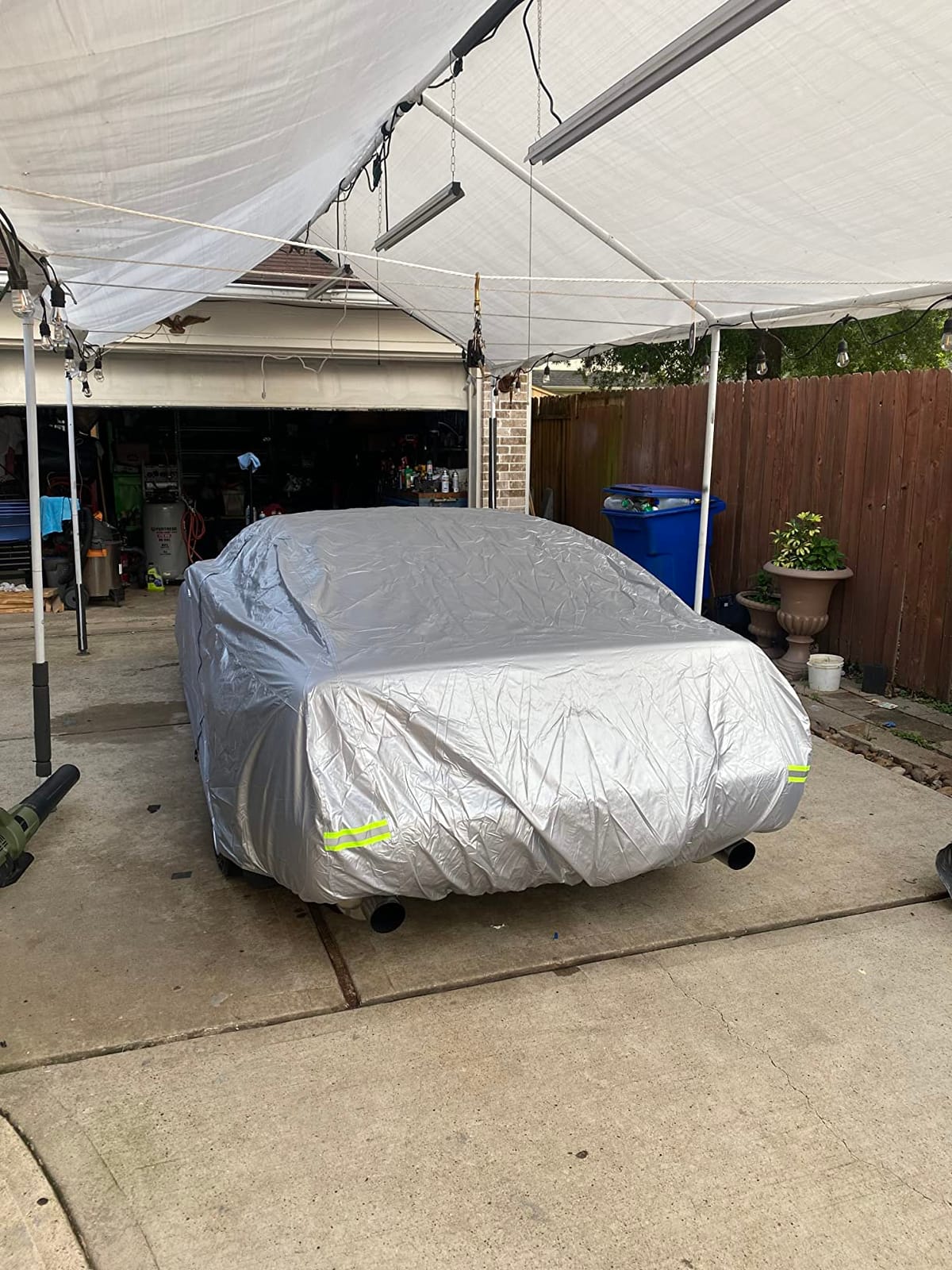 Amazon Basics Silver Weatherproof Car Cover, 150D Oxford, UV Protection, Snow Protection, Dustproof for Sedans up to 200