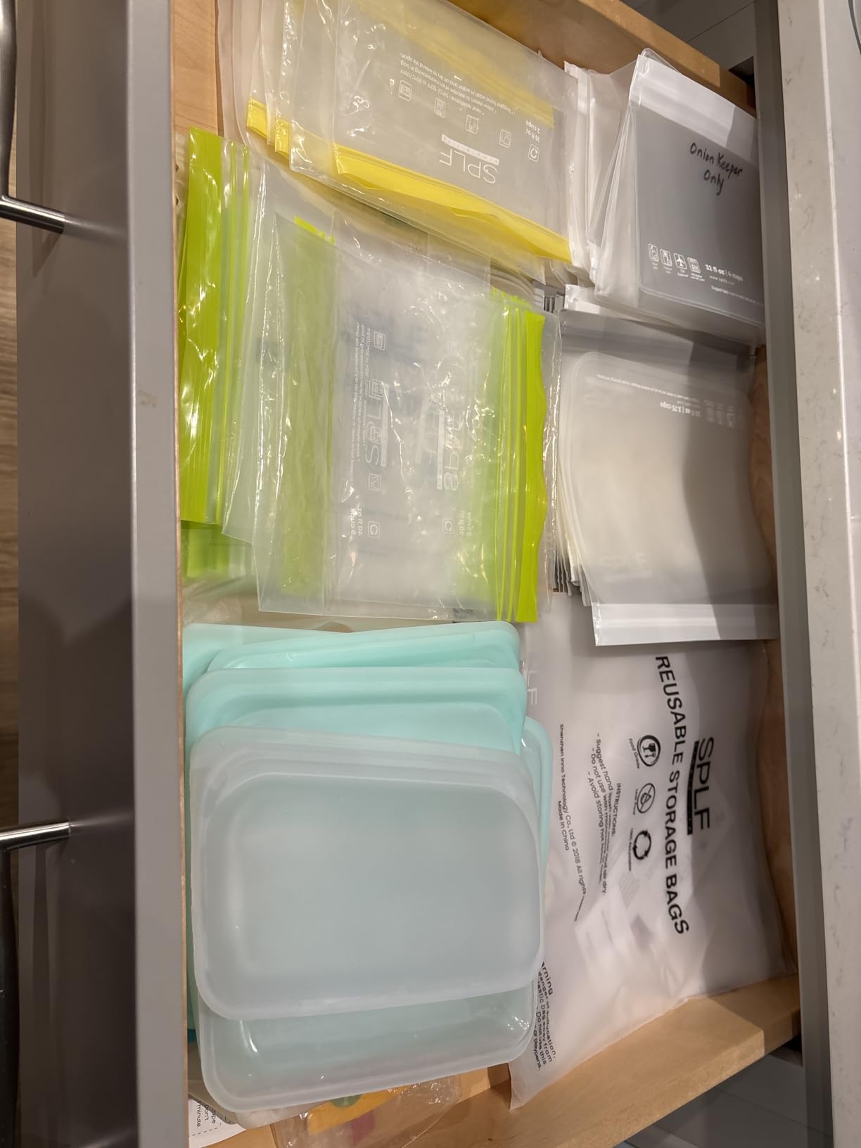 SPLF 12 Pack Dishwasher Safe Reusable Food Storage Bags, Gray customer photo 2
