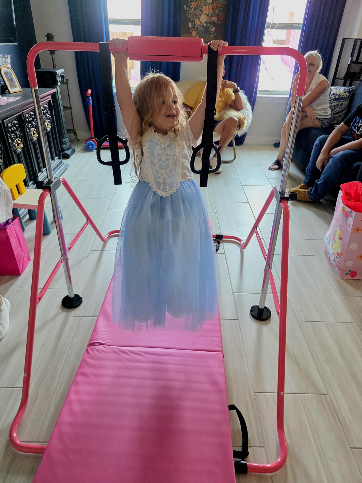 RINREA Gymnastic Bars for Kids, Adjustable Height Horizontal Bar for Home | 5-Height 35