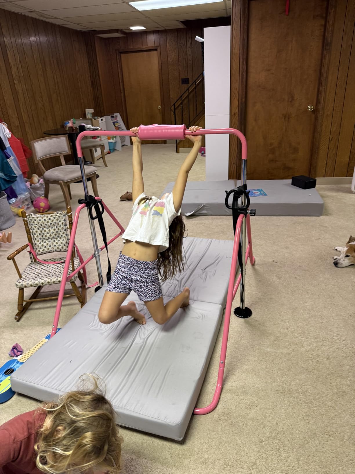 RINREA Gymnastic Bars for Kids, Adjustable Height Horizontal Bar for Home | 5-Height 35