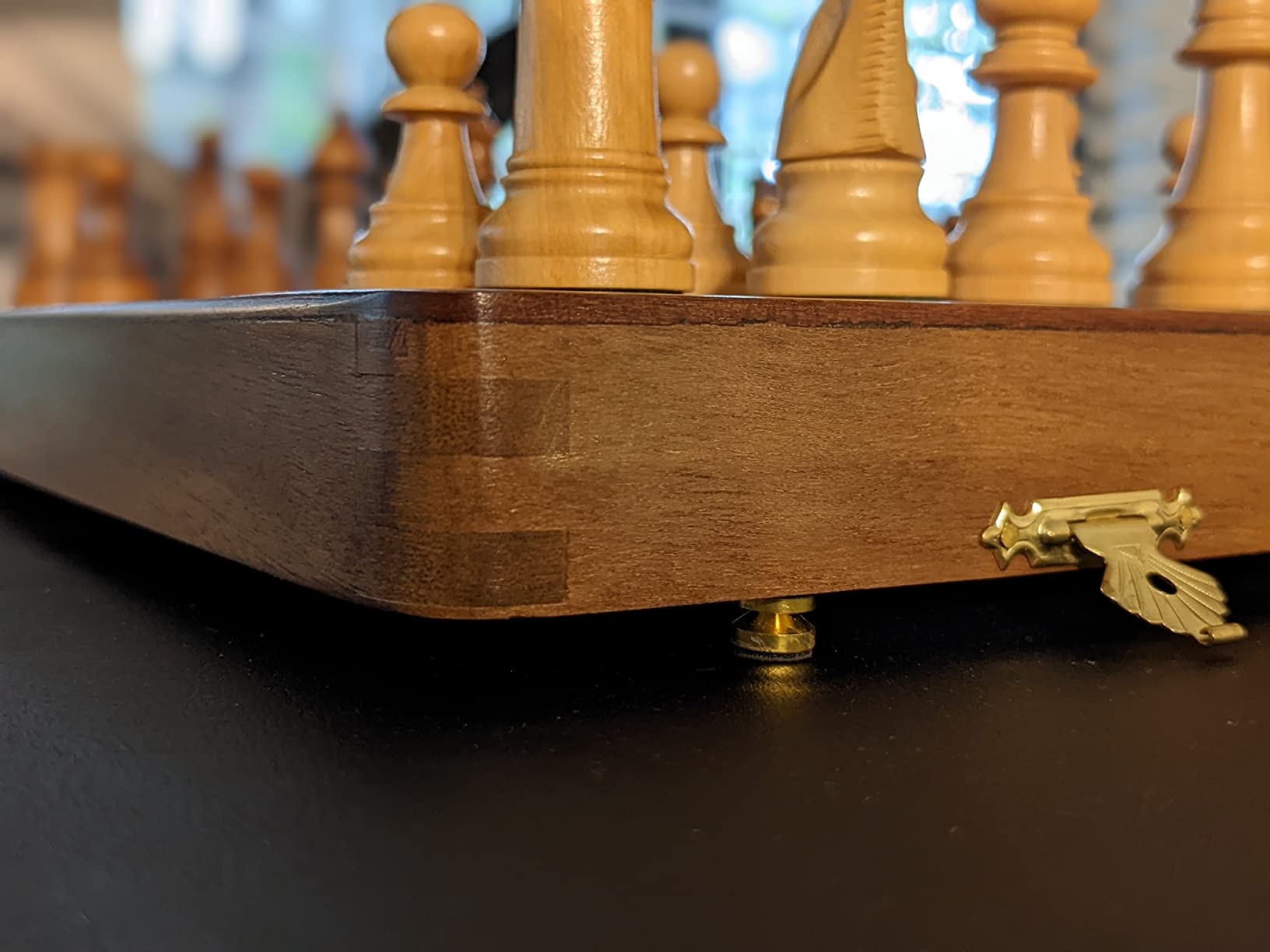 House of Chess - Victorian Staunton Golden Acacia Wood Chess Set - 14 x 14 Inches Wooden Folding Chess Board with Algebraic Notation - Wooden Chess Pieces with King Height 3 Inches + 2 Extra Queens customer photo 2