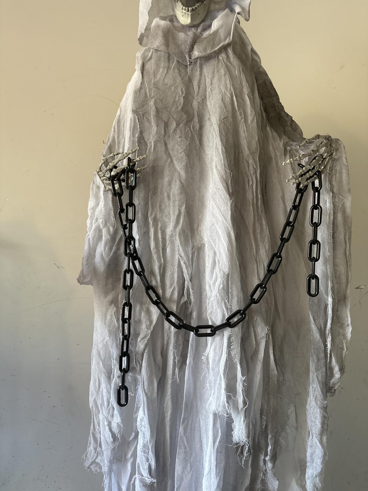 Haunted Hill Farm Life-Size Scary Grim Reaper with Chain, Halloween Animatronic with Touch Activated Lights and Sounds, Battery Operated Indoor or Covered Outdoor Halloween Decorations customer photo 1