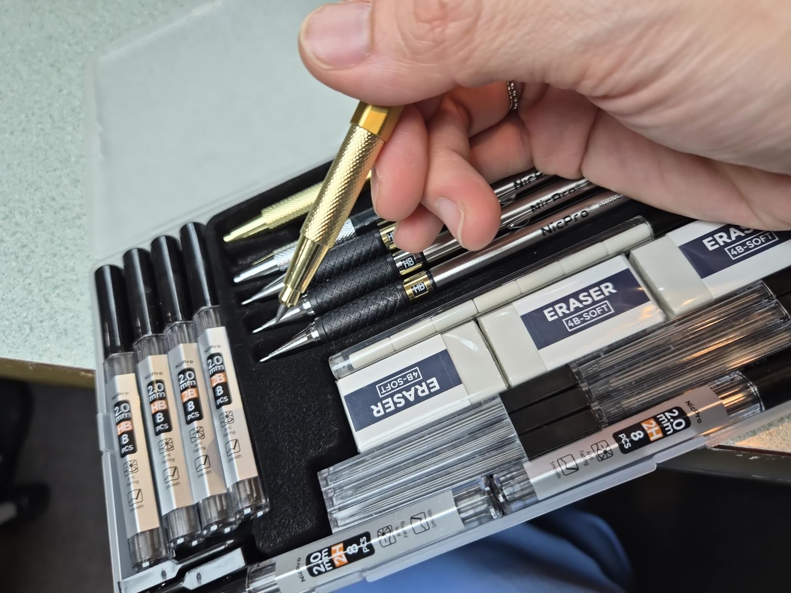 Nicpro 6PCS Art Mechanical Pencil Set, 0.5/0.7/0.9/2mm Point | Metal Drafting Pencil, 12 Tubes Lead Refills, 12 Erasers, Graphite Lead Holder (2B HB 2H) For Writing, Sketching Drawing customer photo 2