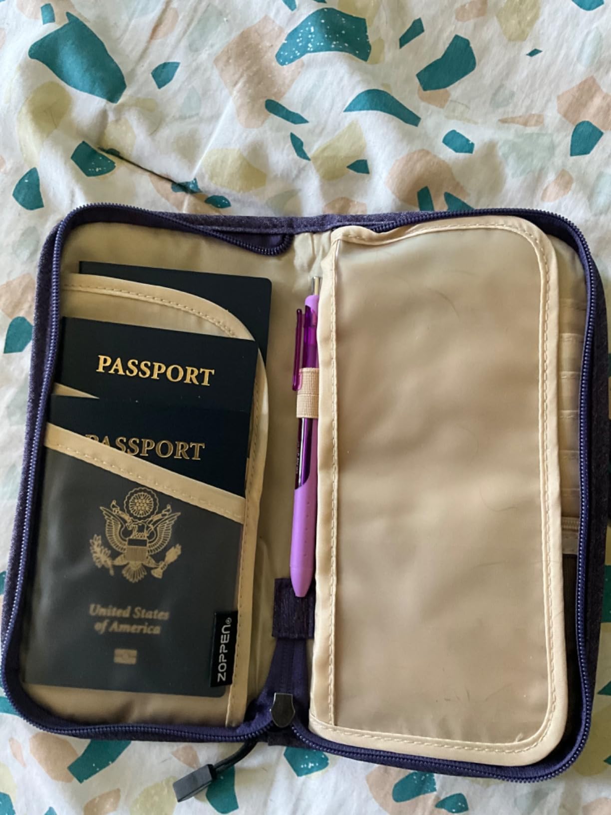 Passport Holder Family RFID Passport Wallet, Passport Holder Women/Men, Travel Wallet Documents Organizer Zipper Case with Removable Wristlet Strap, Travel Essentials for Flying customer photo 1
