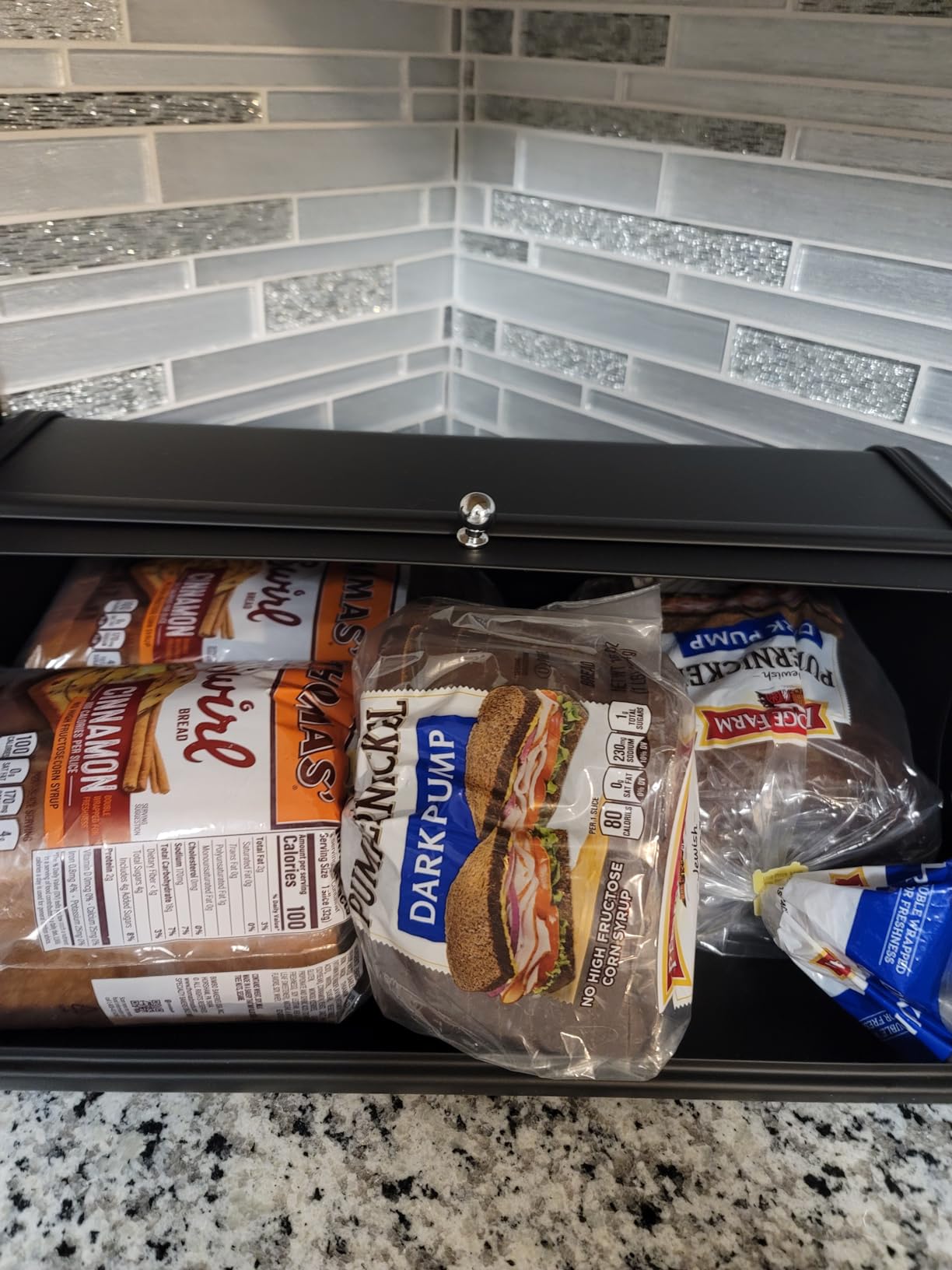 HILFA Stainless Steel Bread Box with Roll Up Lid, For Easy Kitchen Counter Storage, Bread Bin Holder,17.5X11.5X7.5 inch, Matte Black For Home and Kitchen customer photo 1
