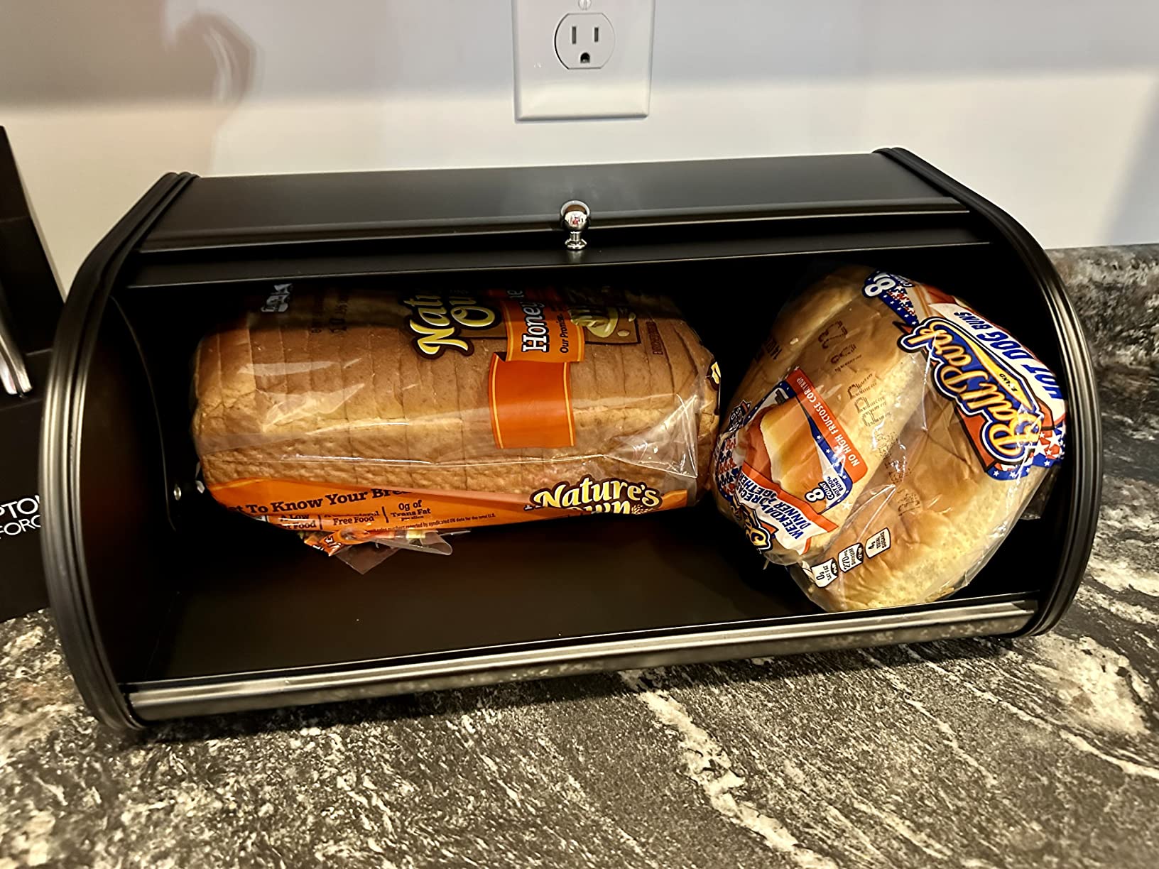 HILFA Stainless Steel Bread Box with Roll Up Lid, For Easy Kitchen Counter Storage, Bread Bin Holder,17.5X11.5X7.5 inch, Matte Black For Home and Kitchen customer photo 2