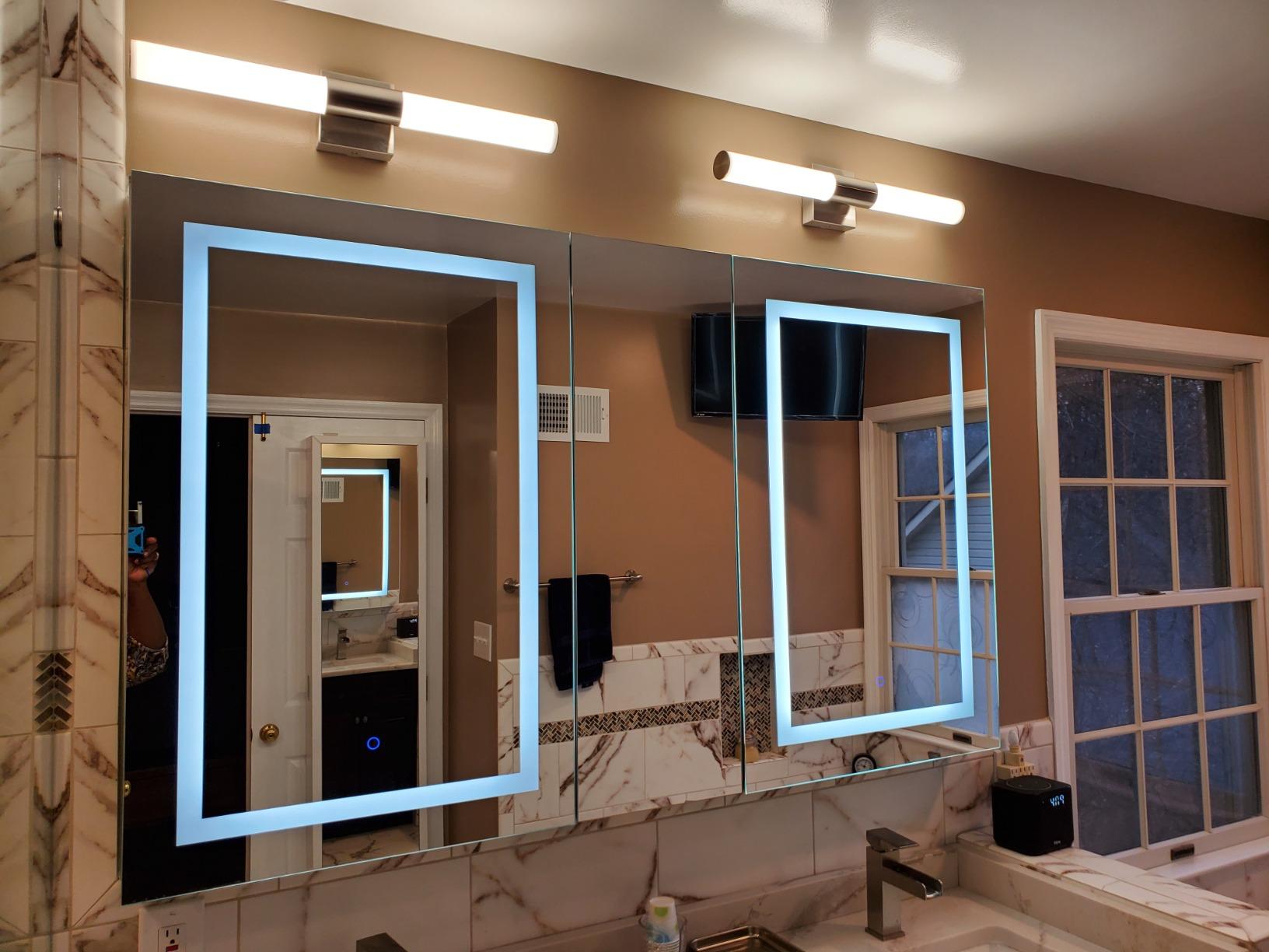 mirrea 48in LED Vanity Lights for Bathroom Brushed Nickel,Cold White 5000K | Over Mirror,Adjustable light angle,ETL listed,Dimmable,Bathroom lighting fixtures,Eye-friendly,Frosted acrylic shade customer photo 1