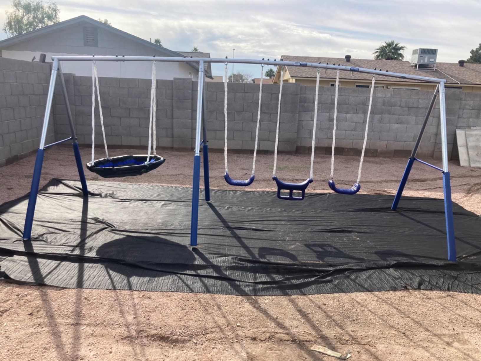Fun Forever Swing Set with 6' Wave Slide - 8 User / 6 Station Easy Assembly Galvanized Metal Backyard Play Kids Swing Set. 800 lbs. Capacity, 192