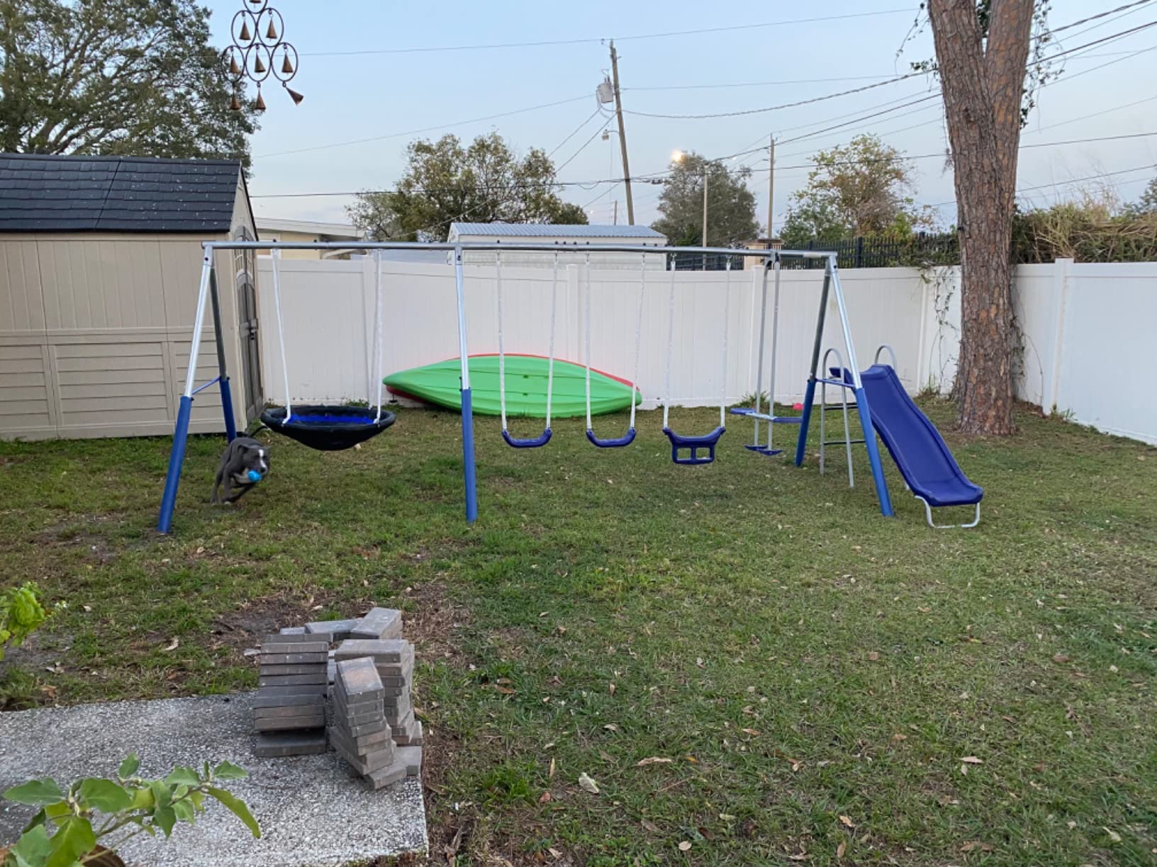 Fun Forever Swing Set with 6' Wave Slide - 8 User / 6 Station Easy Assembly Galvanized Metal Backyard Play Kids Swing Set. 800 lbs. Capacity, 192