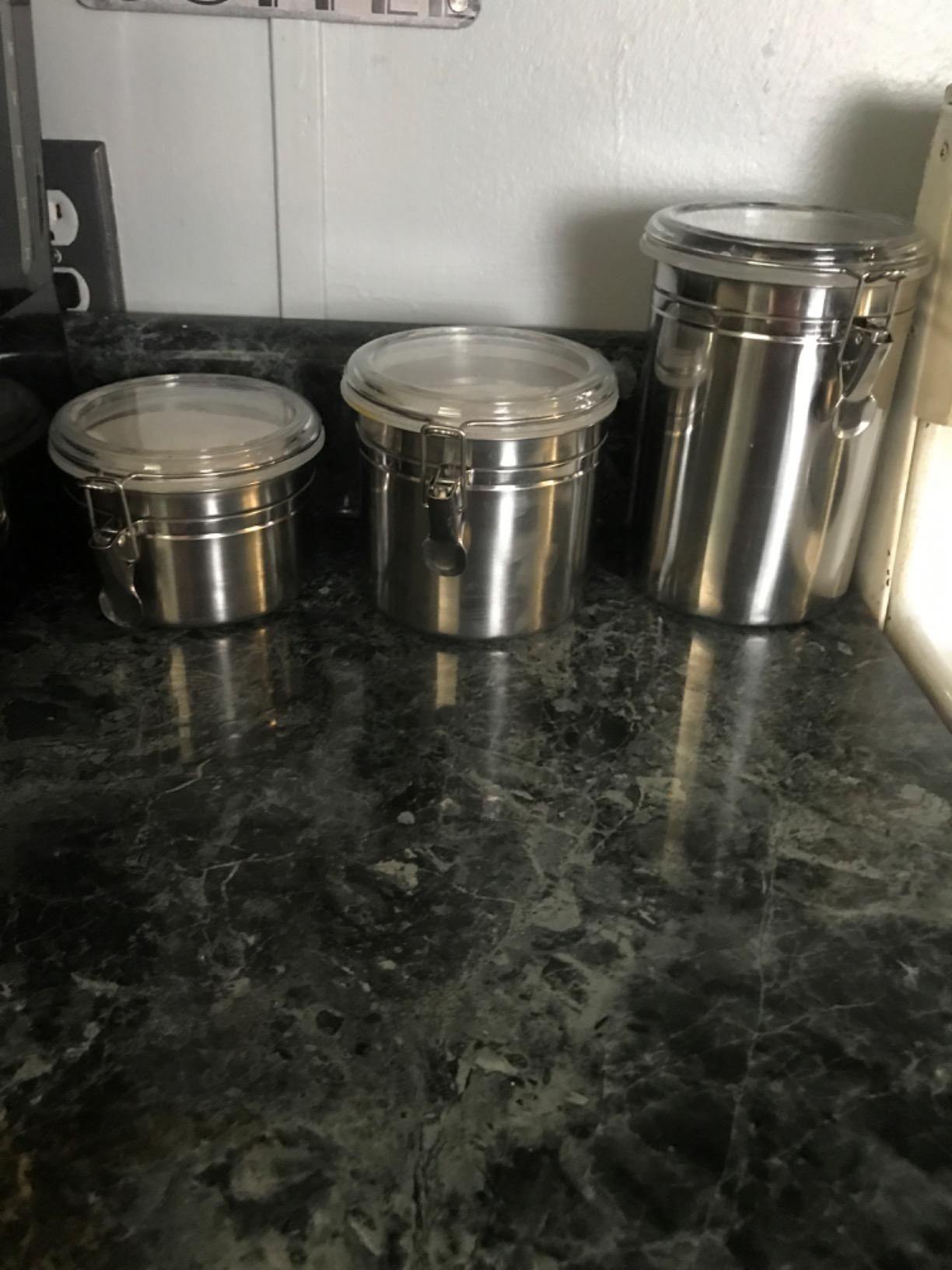 Foraineam 4-Piece Stainless Steel Airtight Canister Set with Clear Arylic Lid and Locking Clamp Food Storage Container Flour Canisters for Coffee, Tea, Snacks customer photo 2