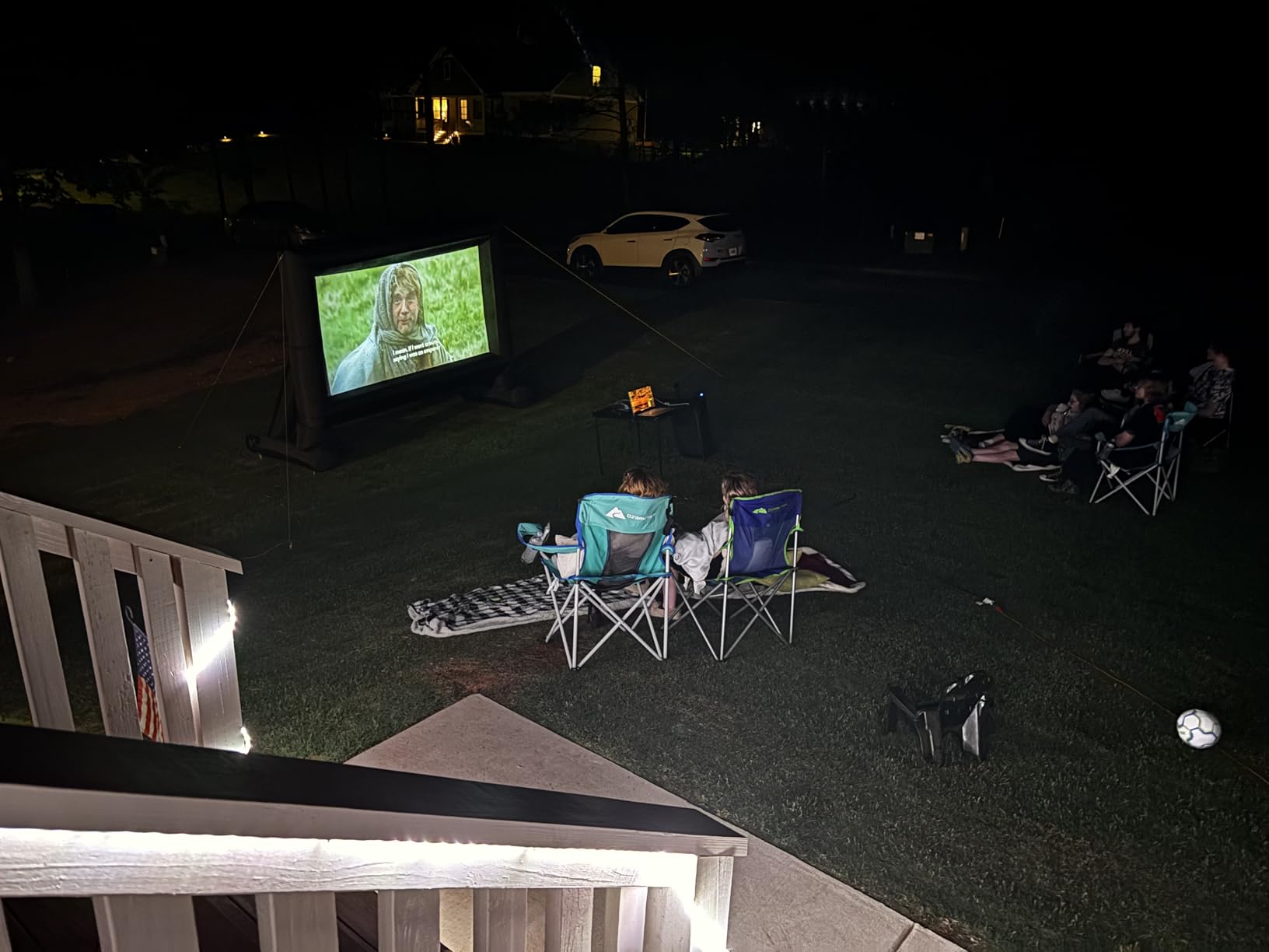 XHYCPY Inflatable Projector Screen 15ft with Air Blower and Storage Bag, Easy Set up, Front and Rear Projection for Outdoor Movie Night Backyard Pool Fun customer photo 1