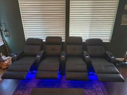 Valencia Verona Power Headrest Home Theater Seating - Top Grain Nappa Leather 9000, Power Adjustable Headrest, USB-C Fast Charging, LED Cup Holders (Row of 3) customer photo 1