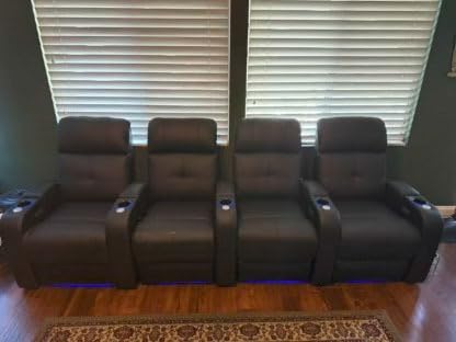 Valencia Verona Power Headrest Home Theater Seating - Top Grain Nappa Leather 9000, Power Adjustable Headrest, USB-C Fast Charging, LED Cup Holders (Row of 3) customer photo 2
