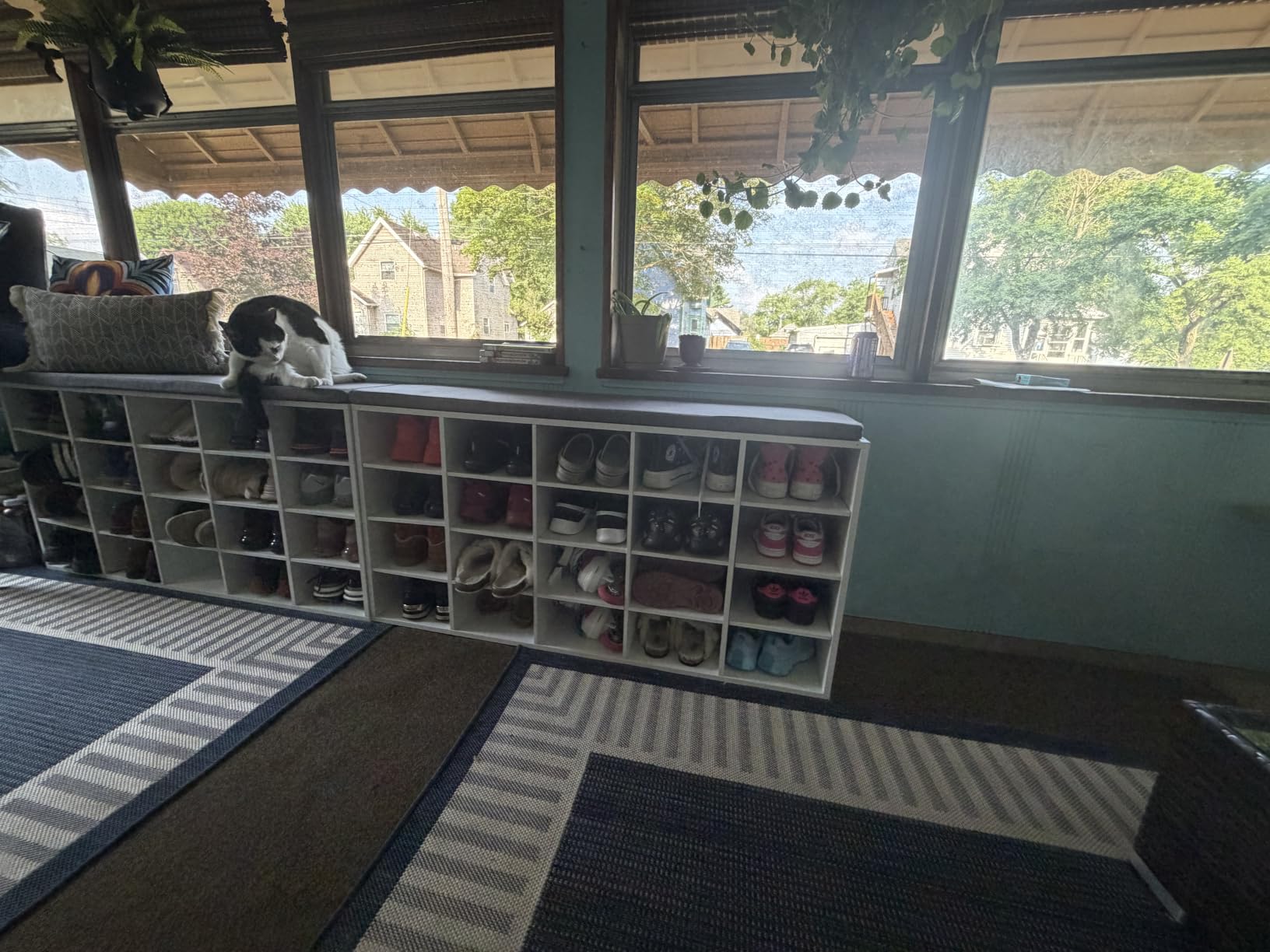 VASAGLE Shoe Bench with Cushion, 15 Compartments, 11.8 x 41.3 x 18.9 Inches | Entryway Storage Bench with Padded Seat, Cloud White and Dove Gray, CUSTOS Collection ULHS15WT customer photo 1