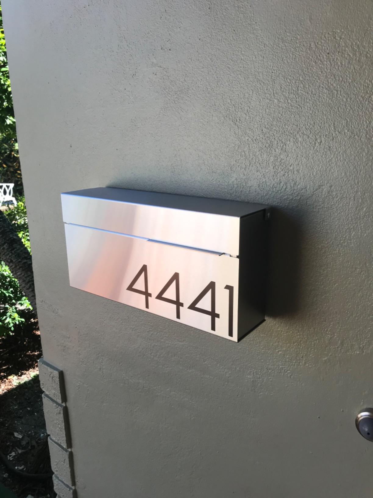 Vsons Modern Design Mailbox, Stainless Steel, Wall-Mount Mailbox (Brushed Stainless Steel with Engraved Numbers) customer photo 1