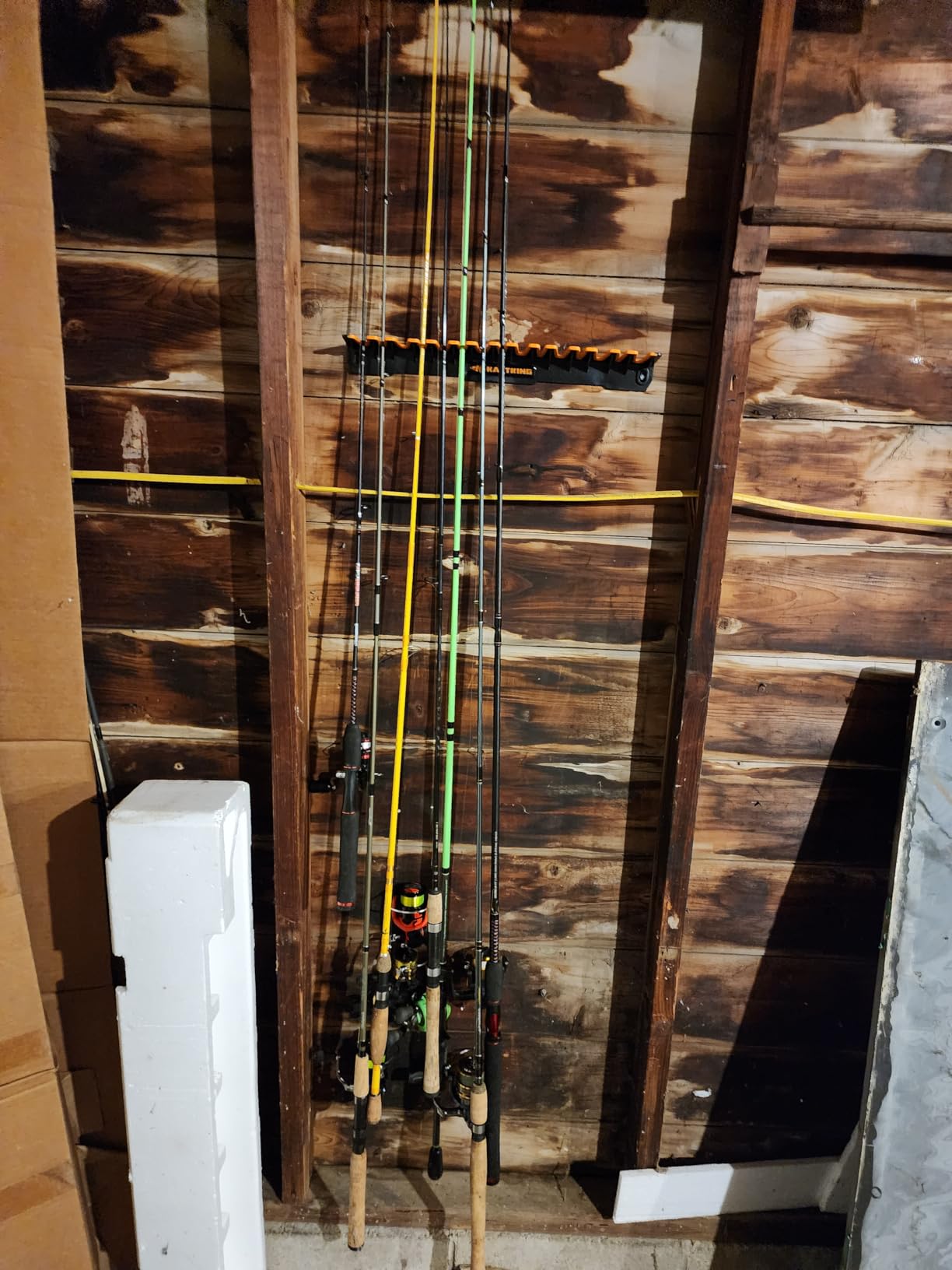KastKing V15 Vertical Fishing Rod Holder - Wall Mounted Fishing Rod Rack, Store 15 Rods or Fishing Rod Combos in 17.25 Inches, Great Fishing Pole Holder and Rack customer photo 1