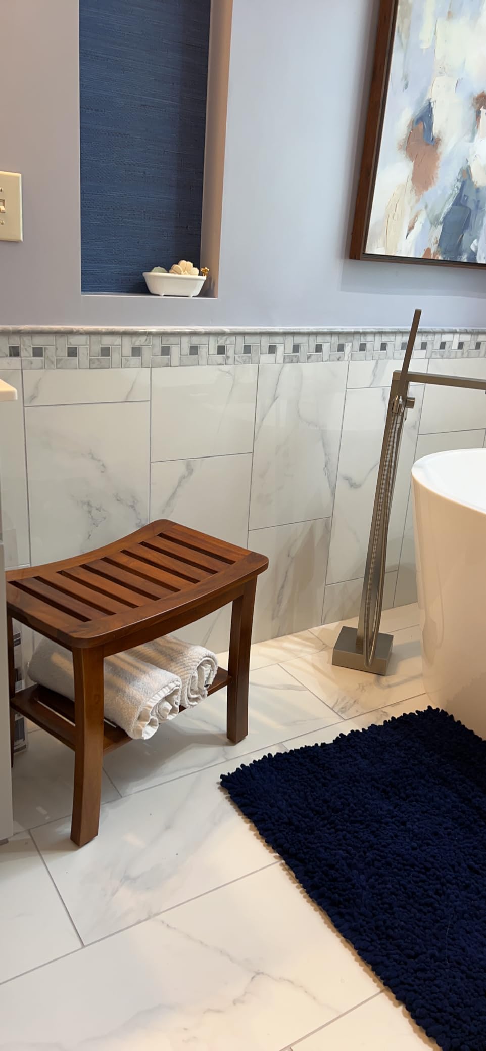 Teakcraft Teak Shower Bench & Stool for Inside Shower, 21