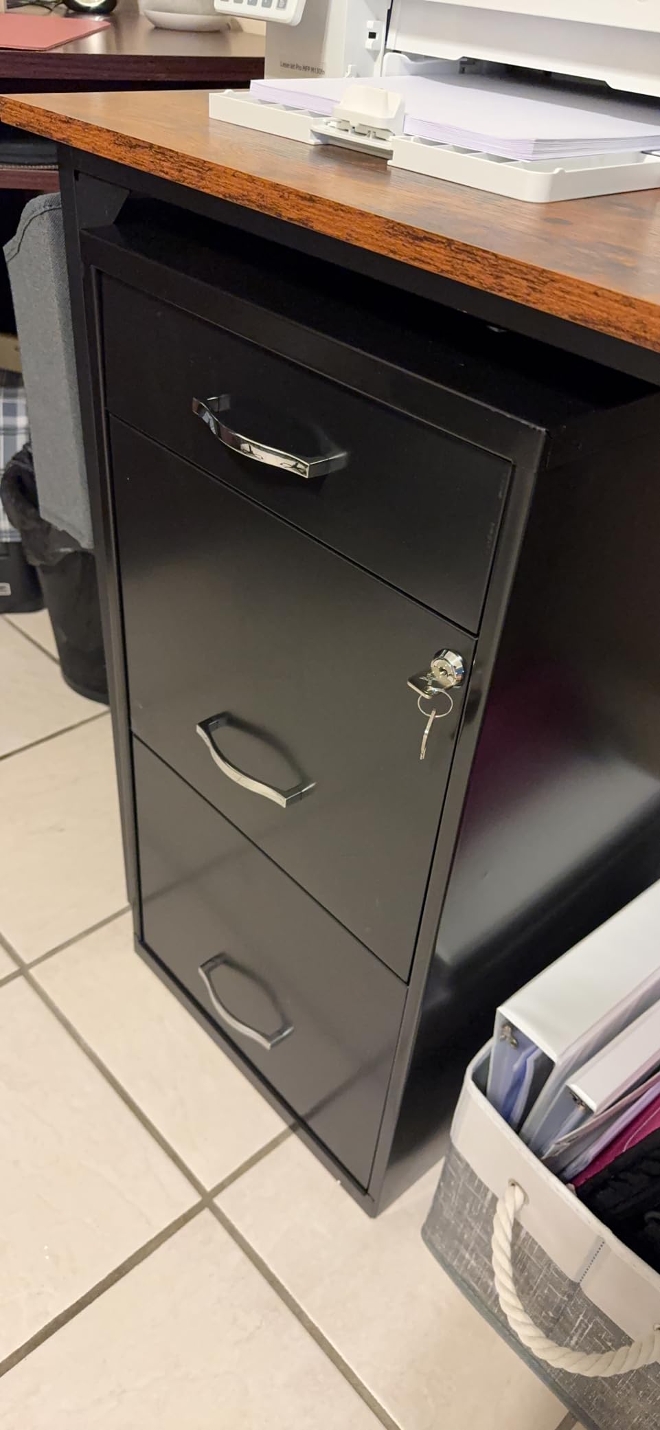Lorell NuSparc Mobile 3 Drawer Locking Filing Cabinet | Pre-Assembled Steel Construction | Space-Saving Design is Perfect for Home and Small Office | Letter-Size | Assembled in North America customer photo 2