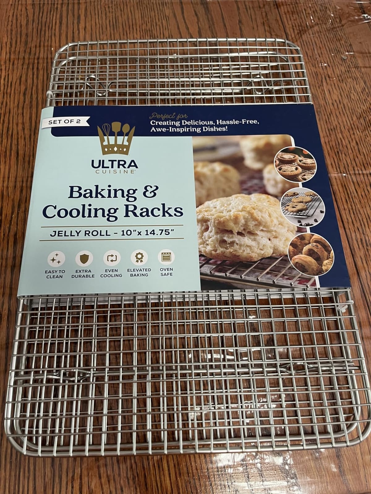 Ultra Cuisine Cooling and Baking Rack Set - 11.5'' x 16.5'' | 100% Stainless Steel, Oven-Safe, Dishwasher-Safe, Heavy Duty Tight-Wire, Set of 2, Half Sheet Pan Cooling Racks customer photo 2