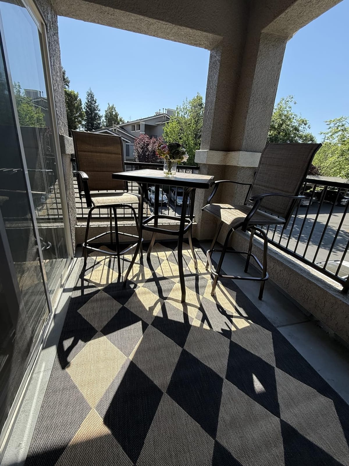 PHI VILLA Outdoor Swivel Bar Stools Set of 2, High Top Patio Chairs | with Padded Textilene Seating, Back, All-Weather Bar Height Furniture for Kitchen Outside Garden, Brown customer photo 1