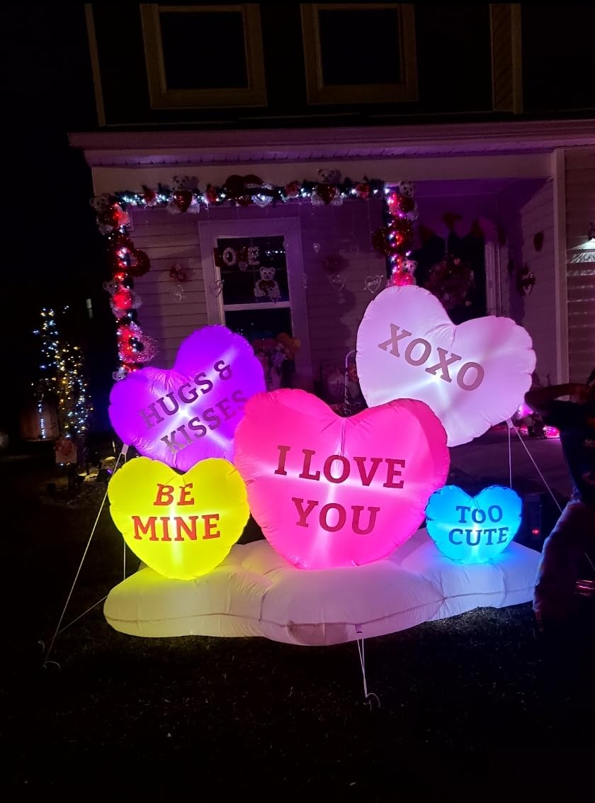 6FT Length Valentine's Day Inflatable Sweet Hearts Outdoor Decoration, Blow up Valentine Romantic Holiday Decor Built-in 5 LEDs for Wedding Propose Indoor Yard Party Supplies customer photo 2