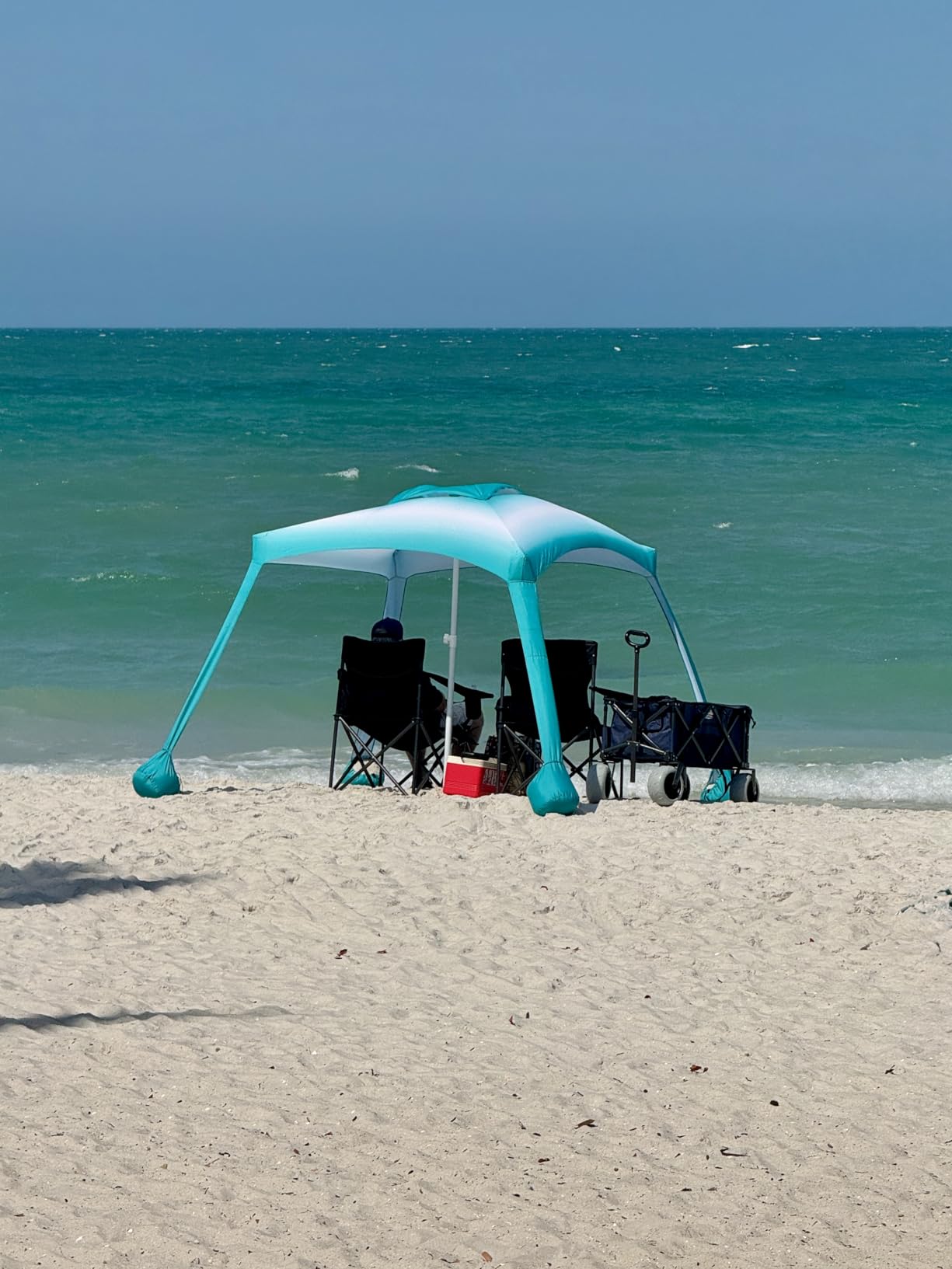 AMMSUN Beach Cabana, 6.5'×6.5' Beach Canopy, Easy Set up and Take Down, Cabana Tent with Sand Pockets, Instant Sun Shade with Side Wall, Coral Tropical customer photo 1