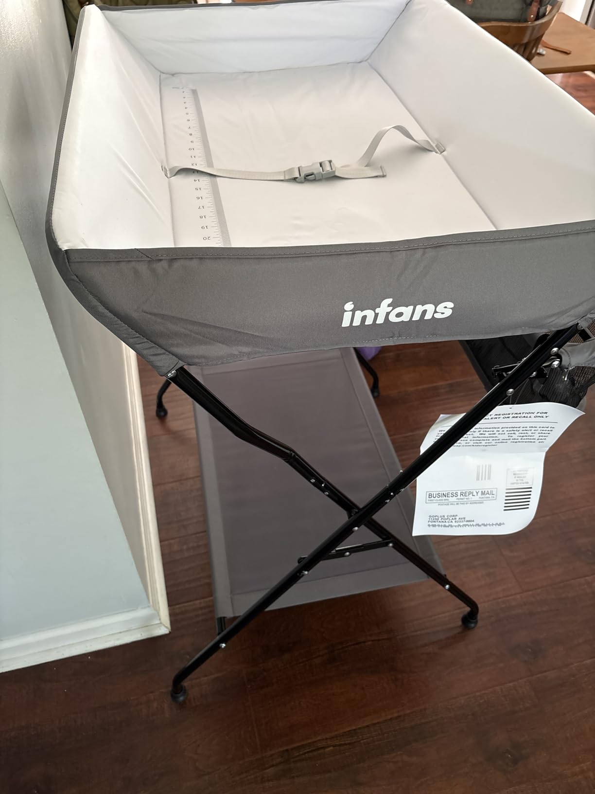 INFANS Baby Changing Table, Folding Diaper Station Portable Nursery Organizer with Safety Belt and Large Storage Racks for Newborn Baby and Infant (Black) customer photo 2
