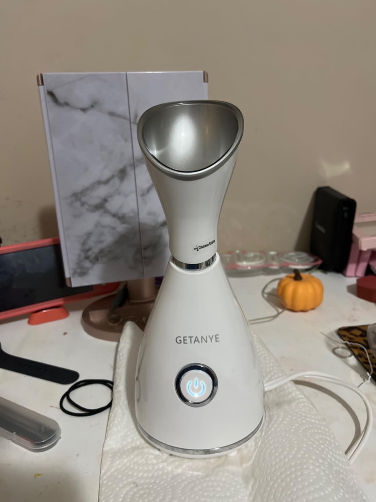 GETANYE Nano Ionic Face Steamer - 10X Penetration for Facial, Unclogs Pores, Moisturizing Spa Humidifier with Free Blackhead Remover Kit, Hair Band, Face Brush customer photo 1