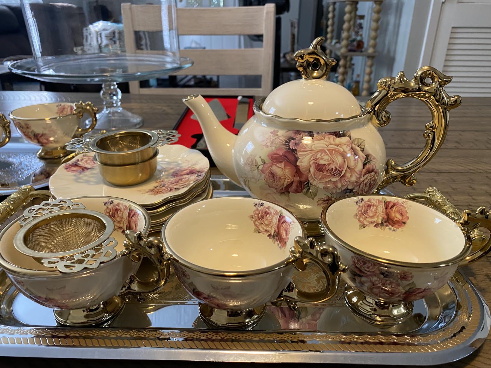 fanquare 15 Pieces British Porcelain Tea Set, Floral Vintage China Coffee Set, Wedding Tea Service for Adult, Big Tea Cup customer photo 1