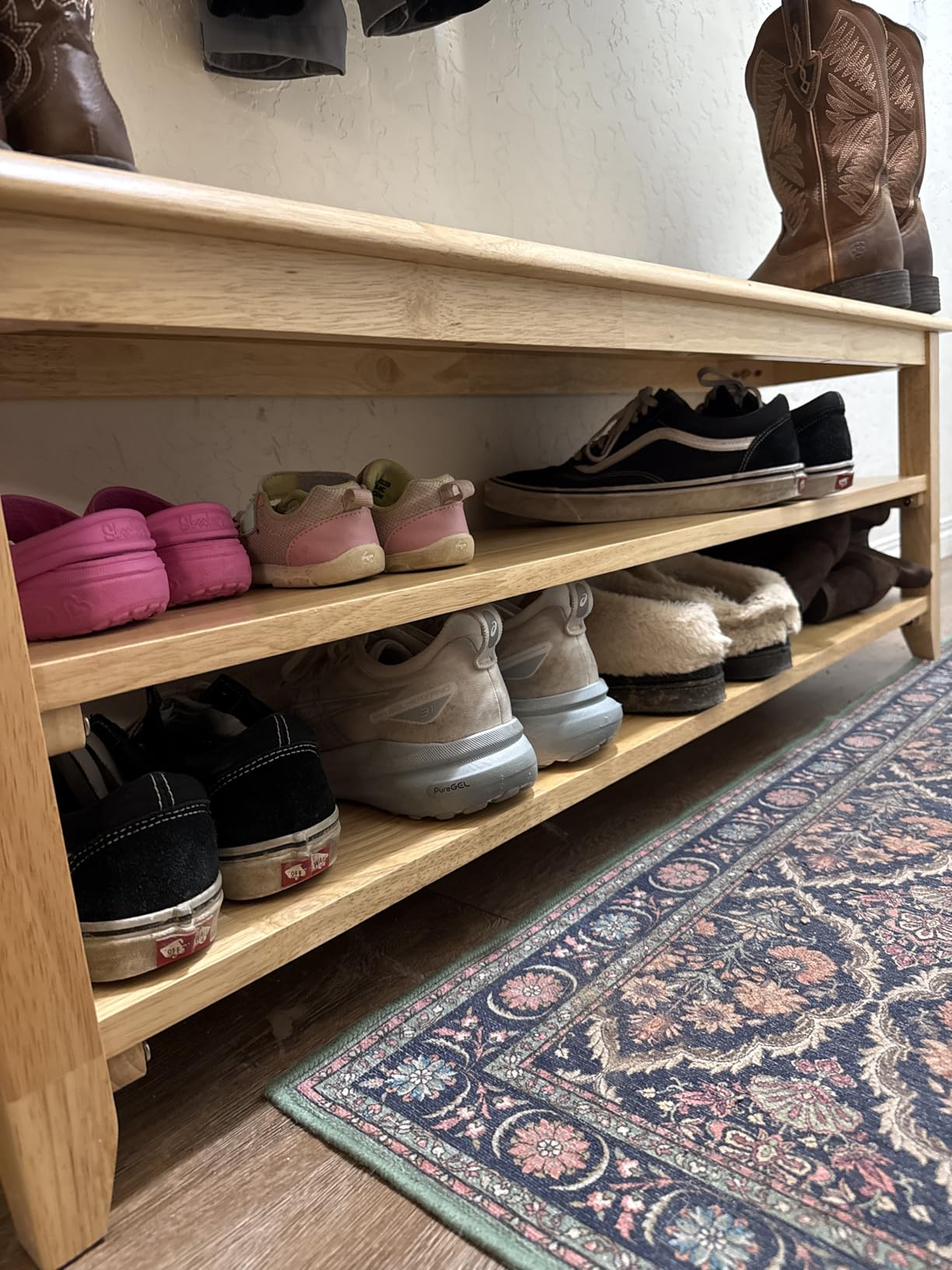 XKZG Shoe Rack Bench Wooden Shoe Storage Bench Entryway Bench, Brown, 39.4