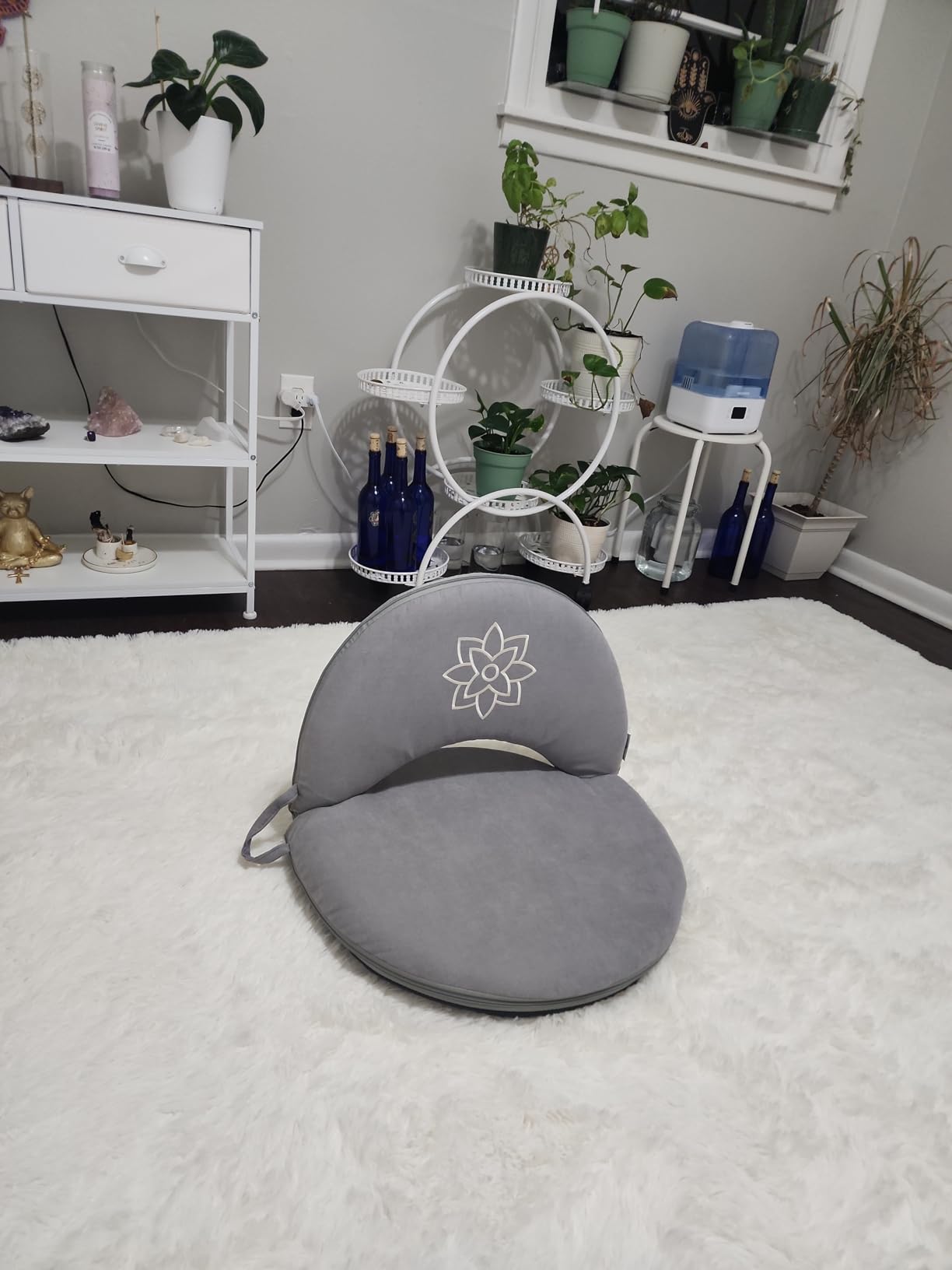 Mindful Modern Meditation Chair | Adjustable Floor Chair with Back Support | Padded Floor Seat for Posture Support and Comfort | Portable Folds Flat for Storage | Indoor/Outdoor Use | Stone Black customer photo 2