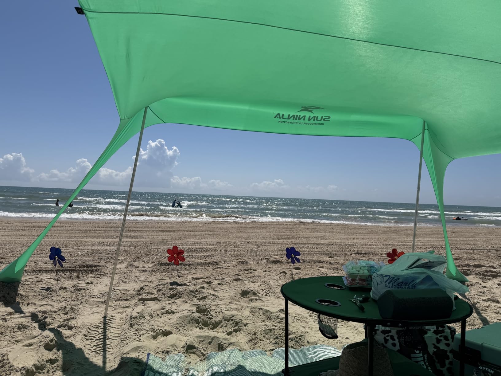 Sun Ninja Beach Tent Sun Shelter UPF50+ - Easy Pop Up Beach Canopy - Outdoor Shade for Camping Trips, Fishing, Backyard Fun Picnics customer photo 2