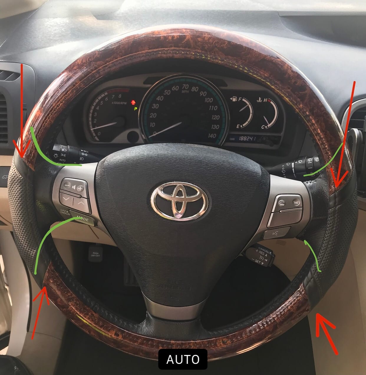 KAFEEK Wood Grain Steering Wheel Cover, Microfiber Leather, 15 Inch | Luxury Mahogany Style, Breathable Perforated Design, Anti-Slip Inner Ring, Odorless customer photo 1