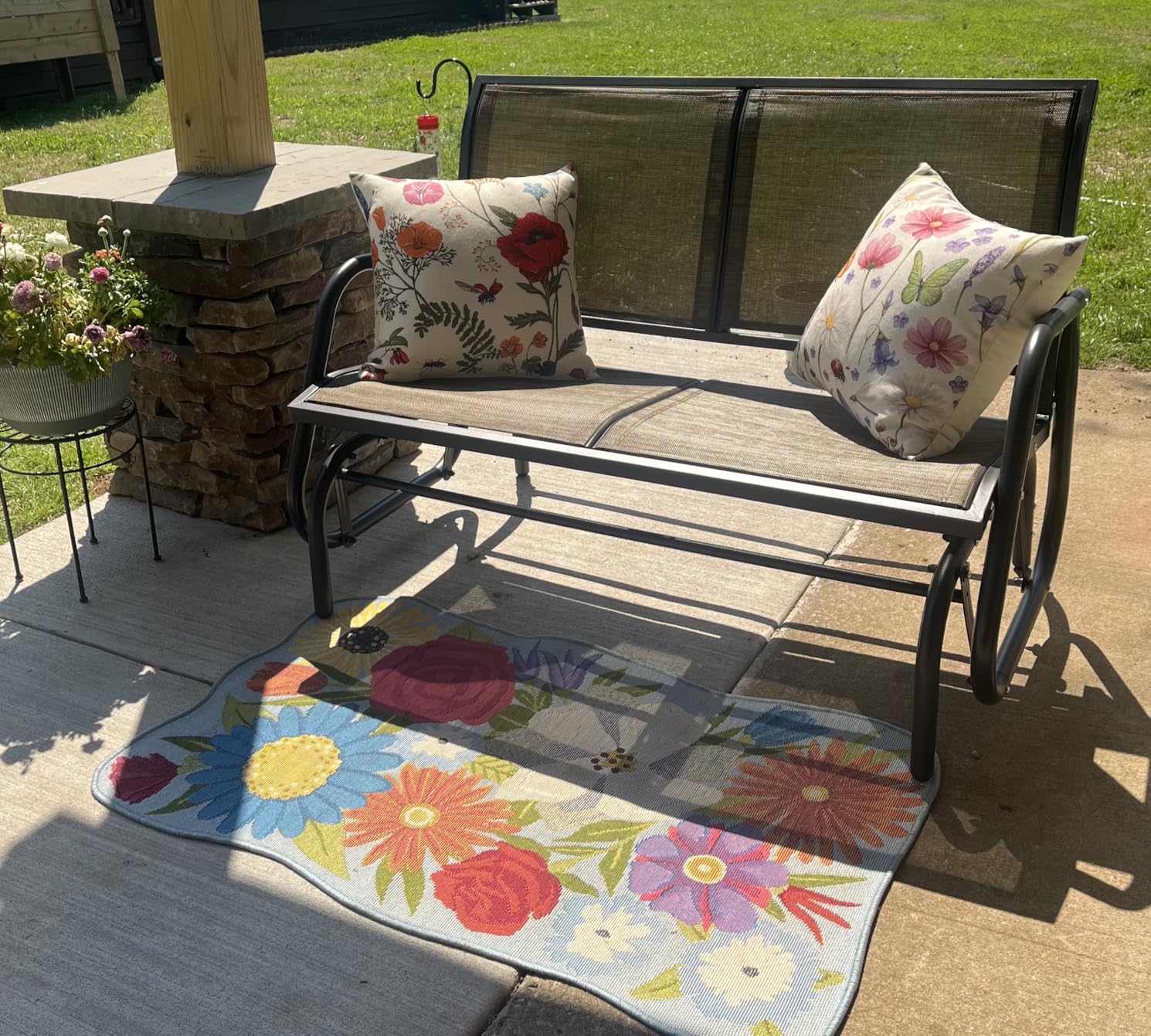 Outsunny 2-Person Outdoor Glider Bench with Steel Frame, Gray - Double Swing Rocking Chair, Loveseat, for Outside Patio, Backyard, Garden, Porch, Powder Coated customer photo 2