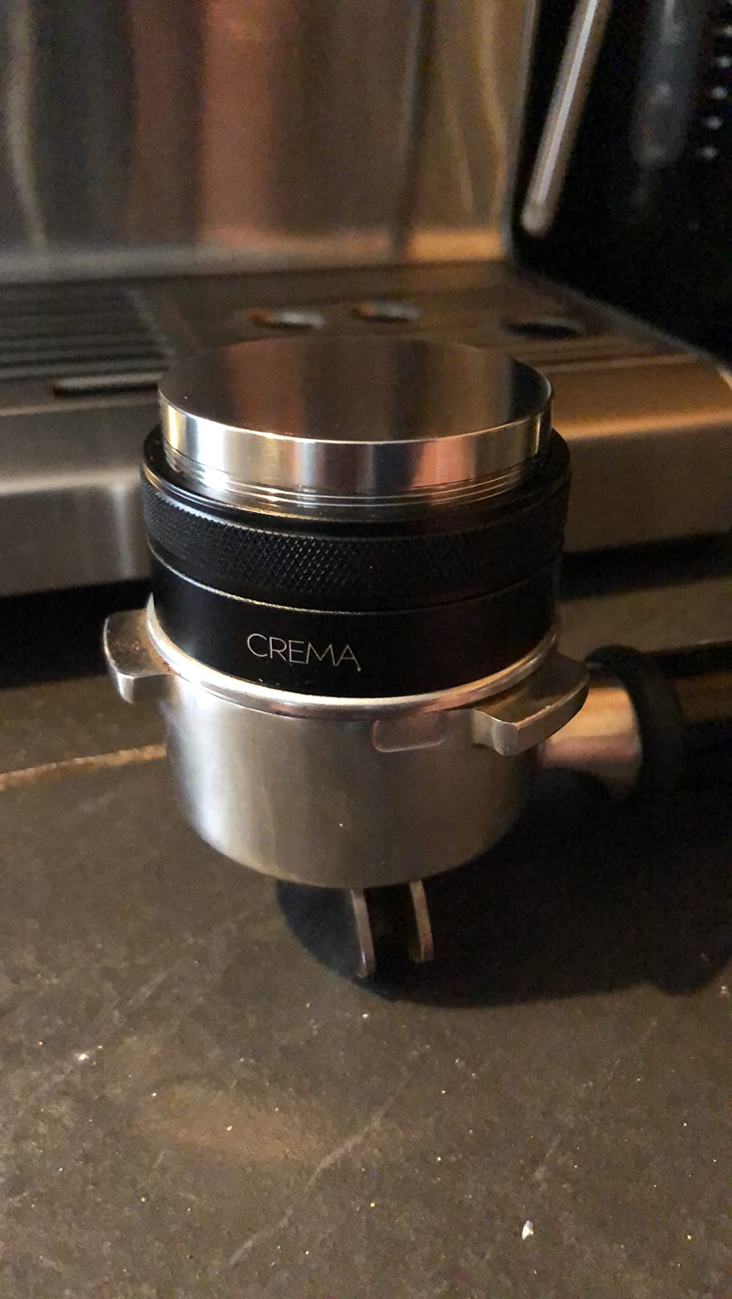 CREMA Coffee Products 53.3mm Hand Tamper & Coffee Distributor | Compatible with Breville Portafilters | Double-Sided, Adjustable Depth Tool | Made with Durable 304 Stainless Steel | Silver customer photo 2