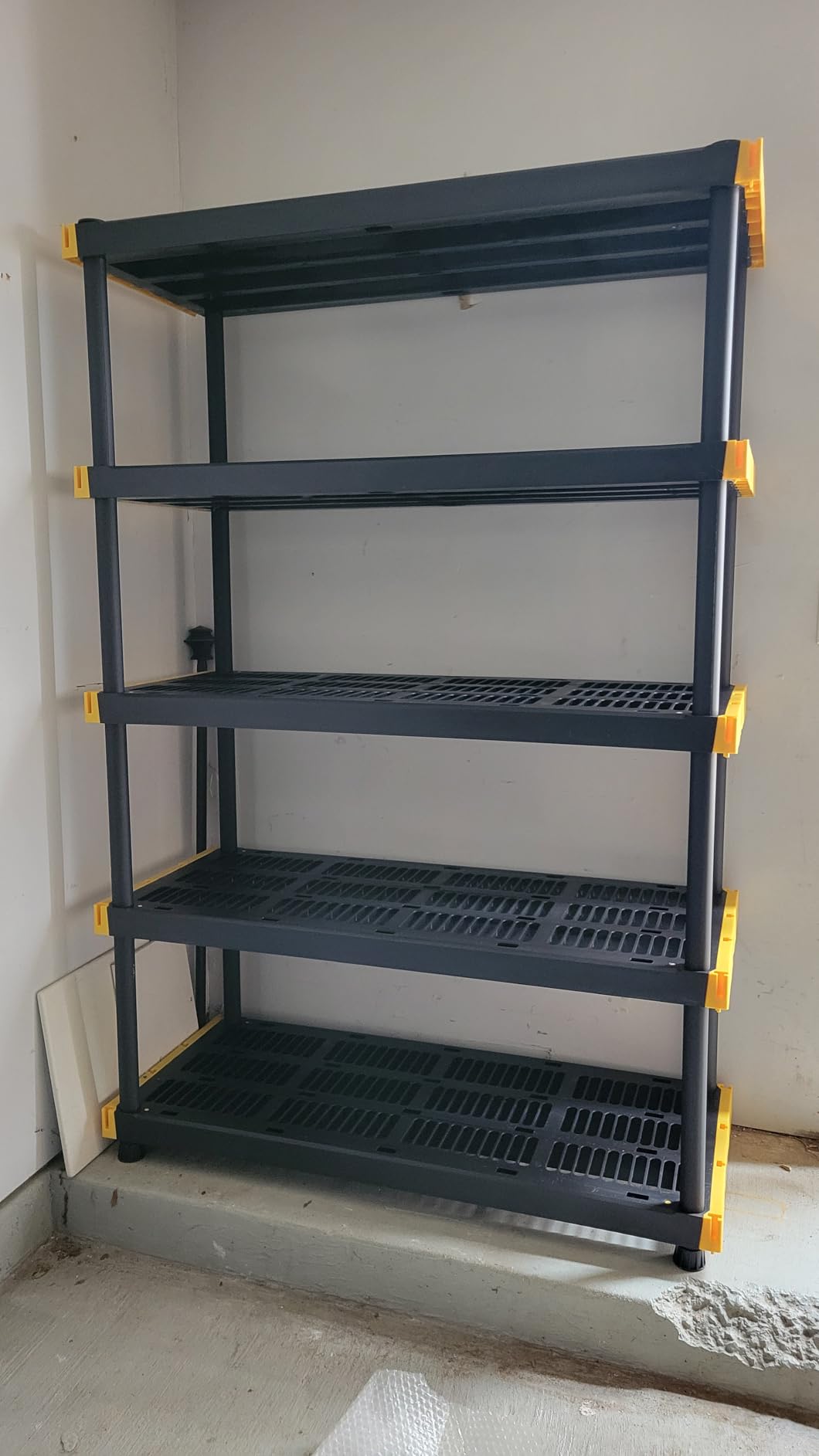 CX 4-Tier Heavy Duty Plastic Storage Shelves for Garage Organization | Freestanding garage utility rack with easy assembly, 4 shelves at 200lbs/Shelf, 55H x 48W x 20D, Black & Yellow, Made in USA customer photo 2