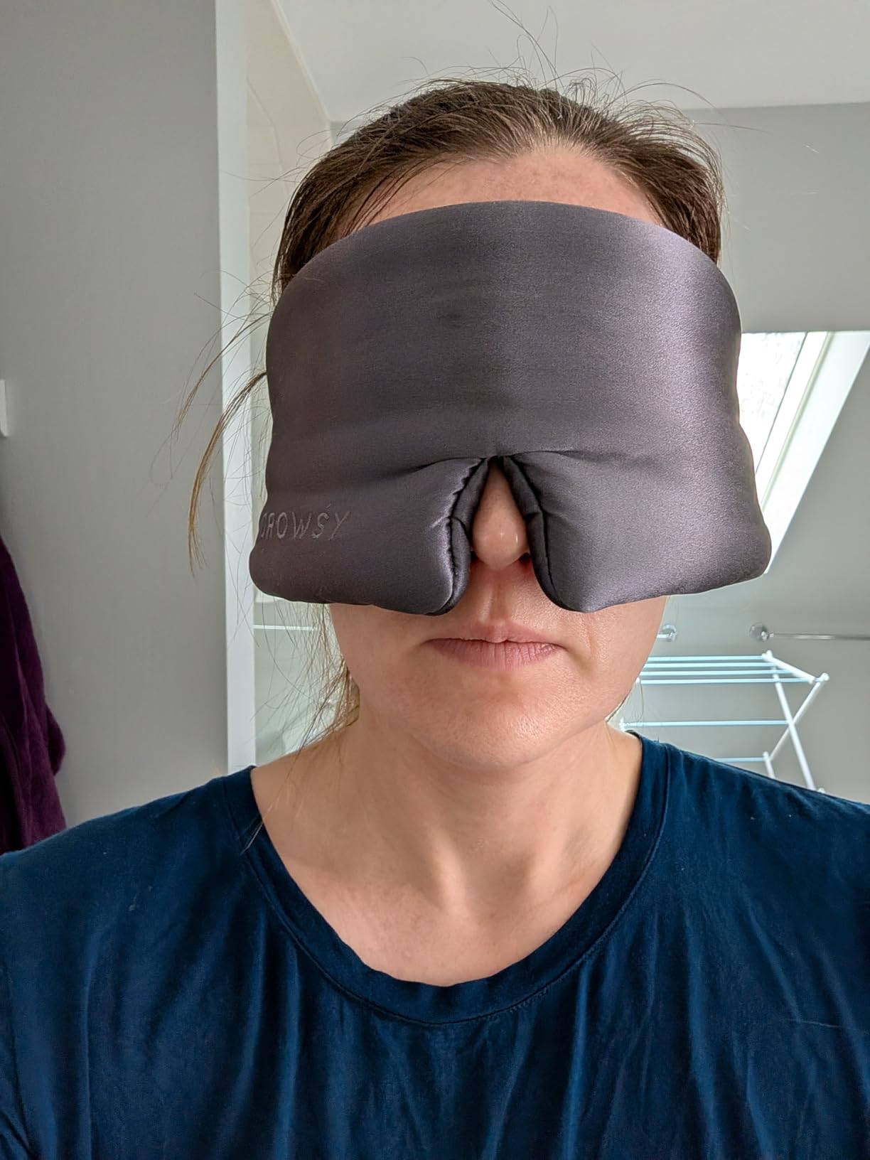 DROWSY Silk Sleep Mask - Face-Hugging, Padded Cocoon for Luxury Sleep in Total Darkness - 100% Pure Mulberry Silk, Skin-Hydrating & Adjustable (Midnight Blue) customer photo 2