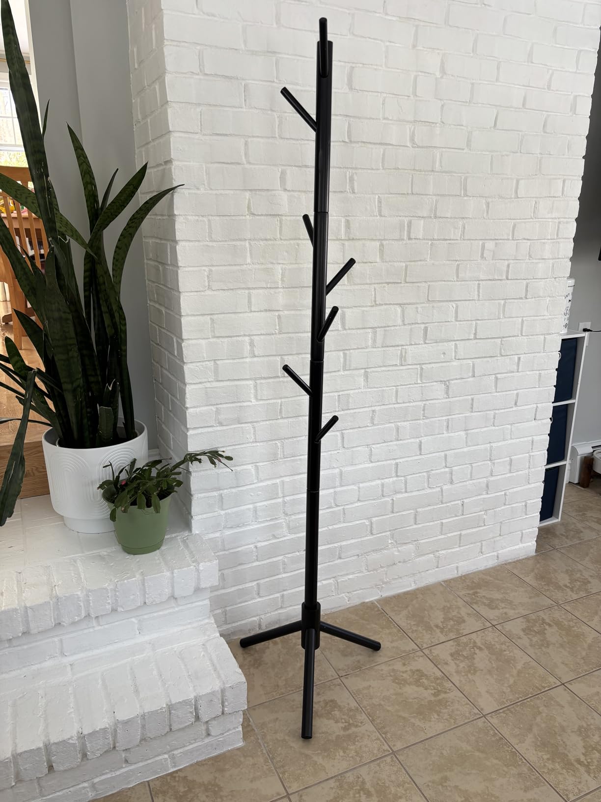 Pipishell Solid Wooden Coat Rack Freestanding with 8 Hooks, Brown | 3 Height Options, 100% Pine Wood, Tool-Free Assembly, Large Triangular Base, Smooth Rods & Hooks Prevent Clothing Snags customer photo 1