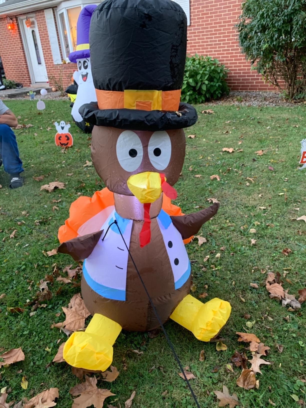 Thanksgiving Decorations Inflatables Turkey 3.5 Ft Cute Thanksgiving Fall Decor Light Up Inflatable Turkey with Weight Bag Air Blower Indoor Outdoor Lawn Halloween Inflatables Holiday Yard Decorations customer photo 2