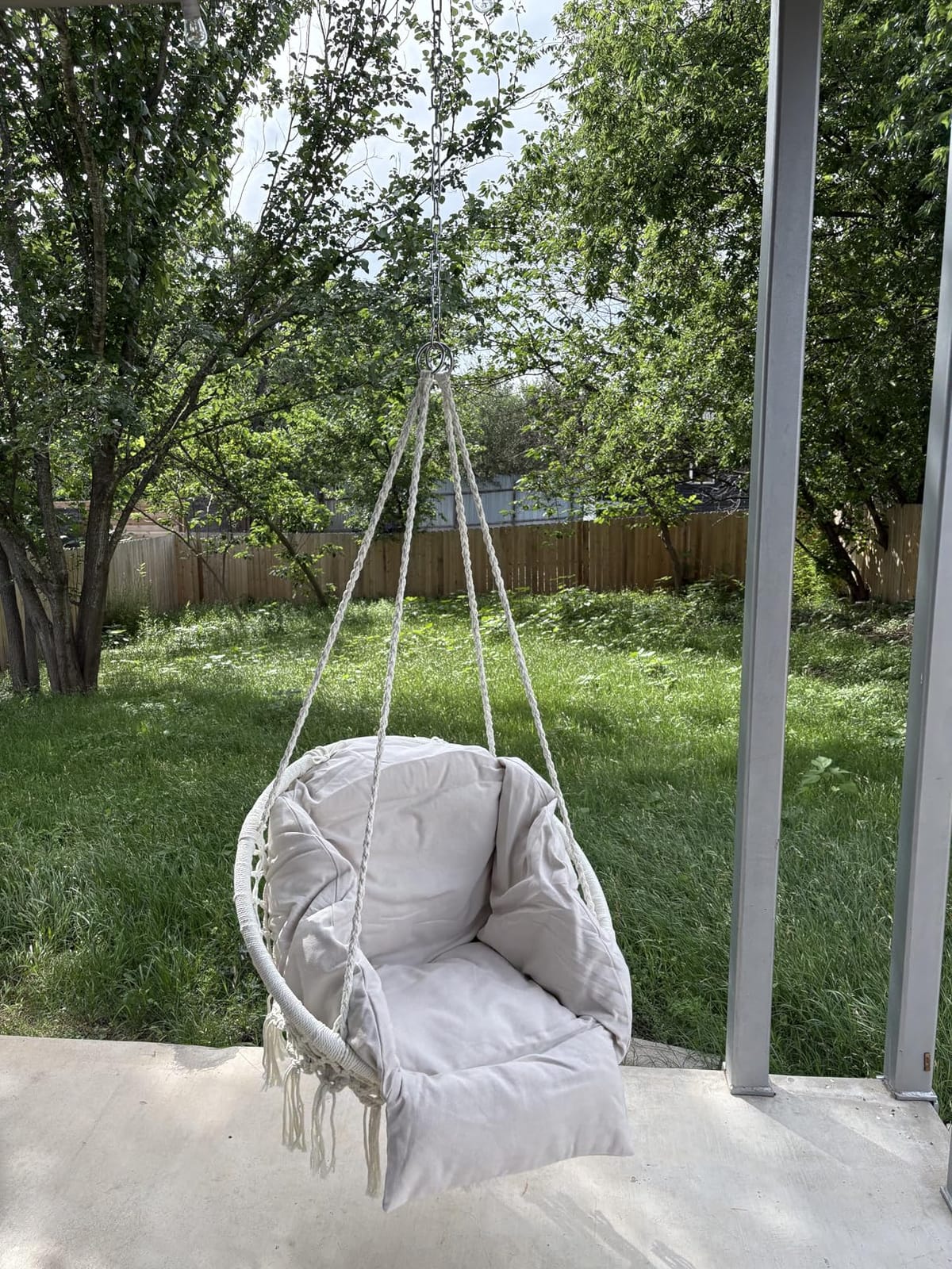 SONGMICS Hanging Chair, Boho Swing Chair with Large, Thick Cushion, Hammock Chair, Holds up to 264 lb, Accessories Included, Cream White, SOGNIA Collection, UGDC042M01V3 customer photo 2