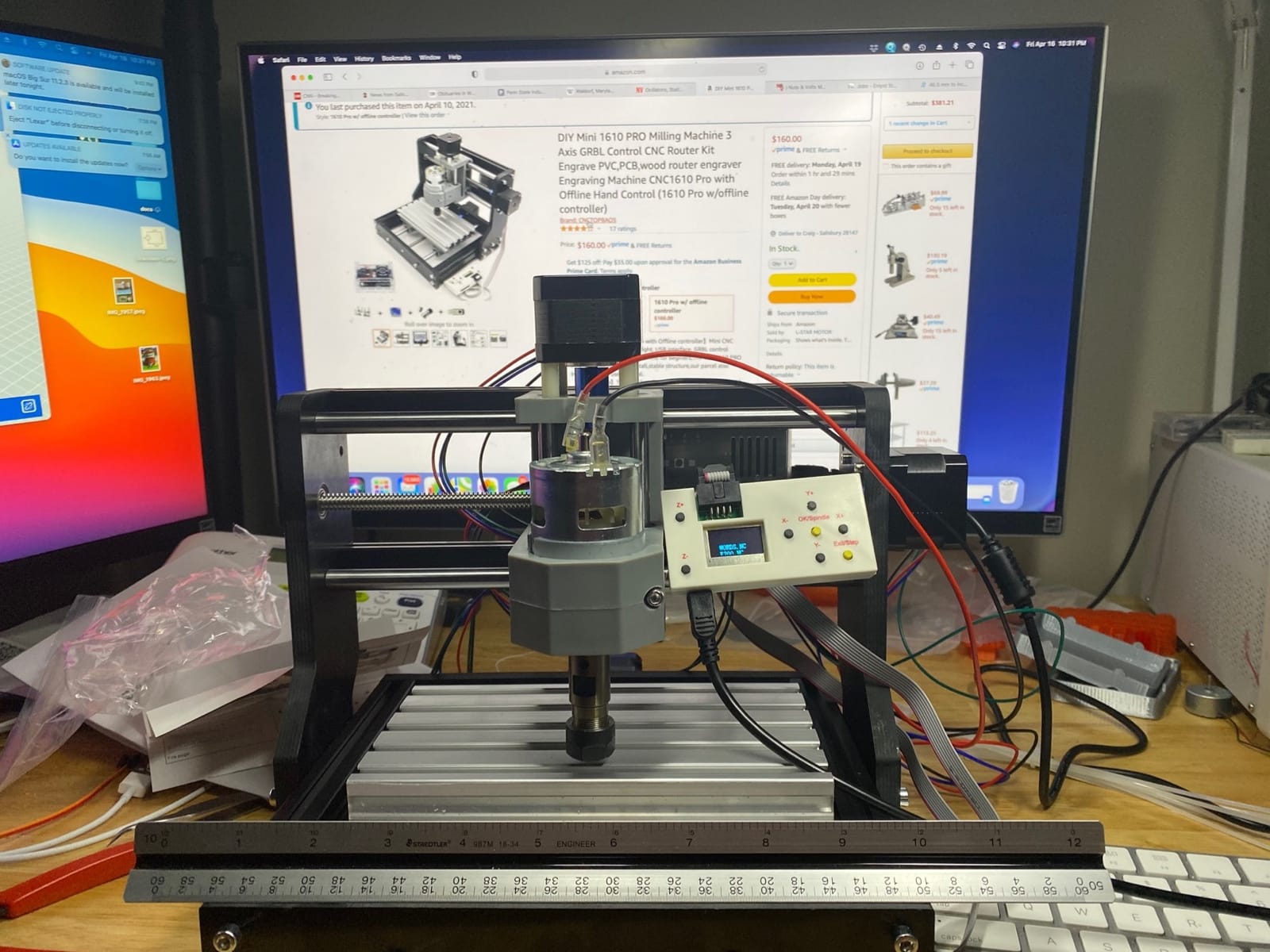 CNCTOPBAOS 1610 PRO 3 Axis CNC Router Engraver Machine w/Offline Controller | GRBL Control Desktop Mini CNC Milling Machine, 120W PWM Spindle 10000r/min, Engraving Cutting Acrylic PVC PCB Wood Aluminum customer photo 1