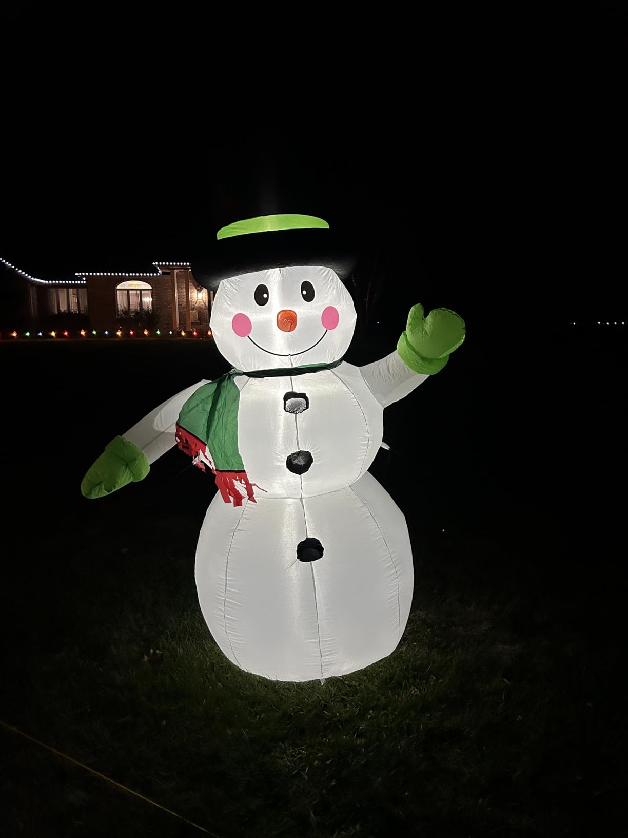 7 FT Christmas Inflatables Snowman Outdoor Yard Decorations, Christmas Blow up Snow Man with LED Lights & Black Hat, Winter Outside Decor for Holiday Party Patio Garden Lawn, Xmas New Year Kids Gifts customer photo 2