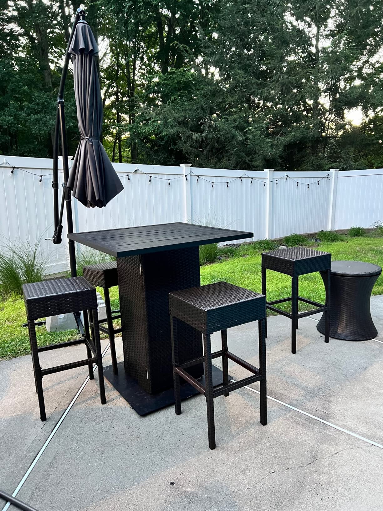 Best Choice Products 5-Piece Outdoor Wicker Bar Table Set for Patio, Poolside, Backyard w/Built-in Bottle Opener, Hidden Storage Shelf, Metal Tabletop, 4 Stools - Gray customer photo 2
