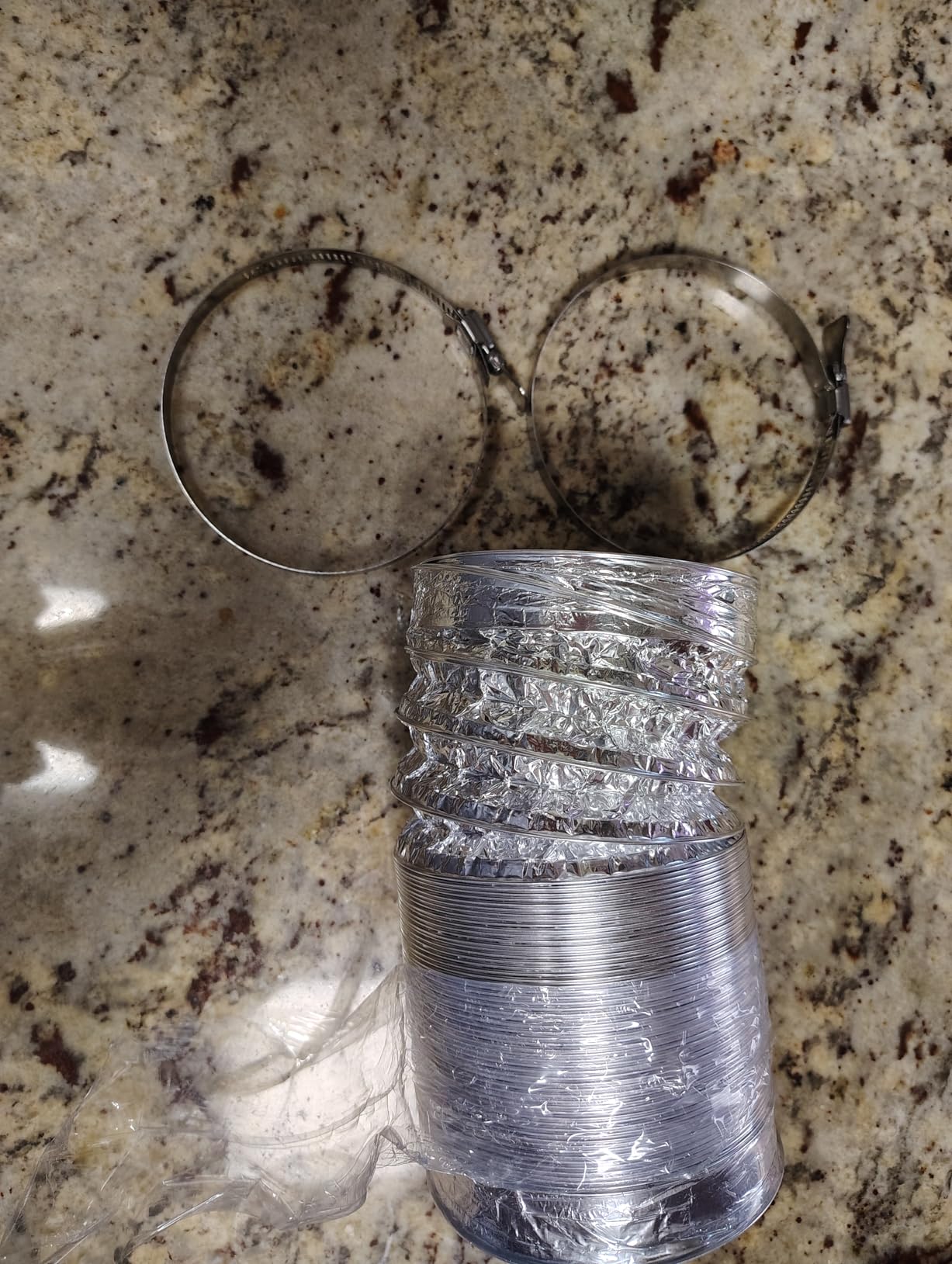 Cenipar Dryer Vent Hose - 4 Inch Ducting Vent Hose Flexible Aluminum Foil Non-Insulated (4 Inch 8 Feet) with 2 Clamps customer photo 2