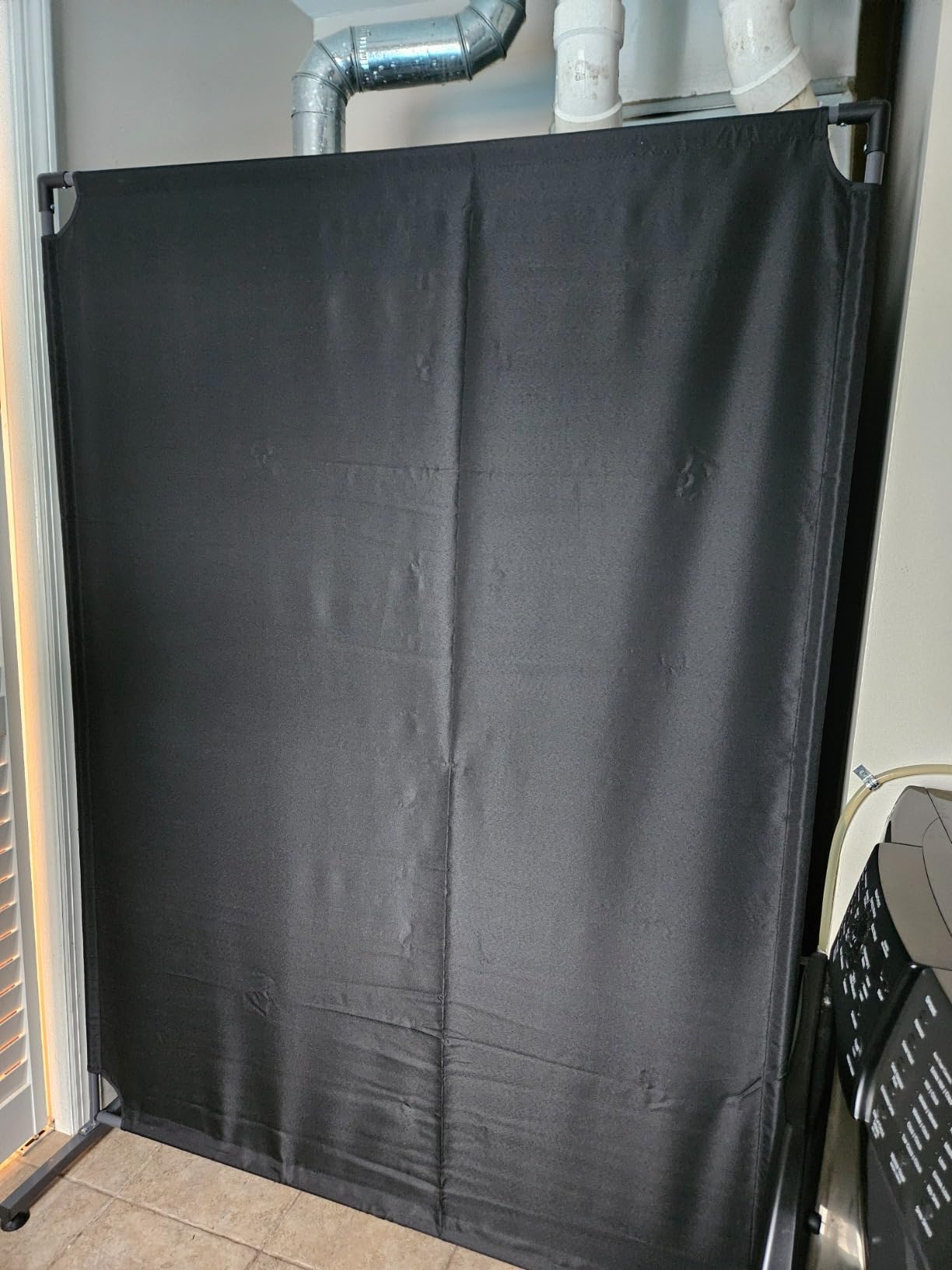 Steel-AID 50-inch Rolling Privacy Room Divider - Freestanding Office Wall Partition with Non See-Through Blackout Screen - Sturdy & Durable Iron Frame - Rolling Wheels - Black, White, Gray & Blue customer photo 2
