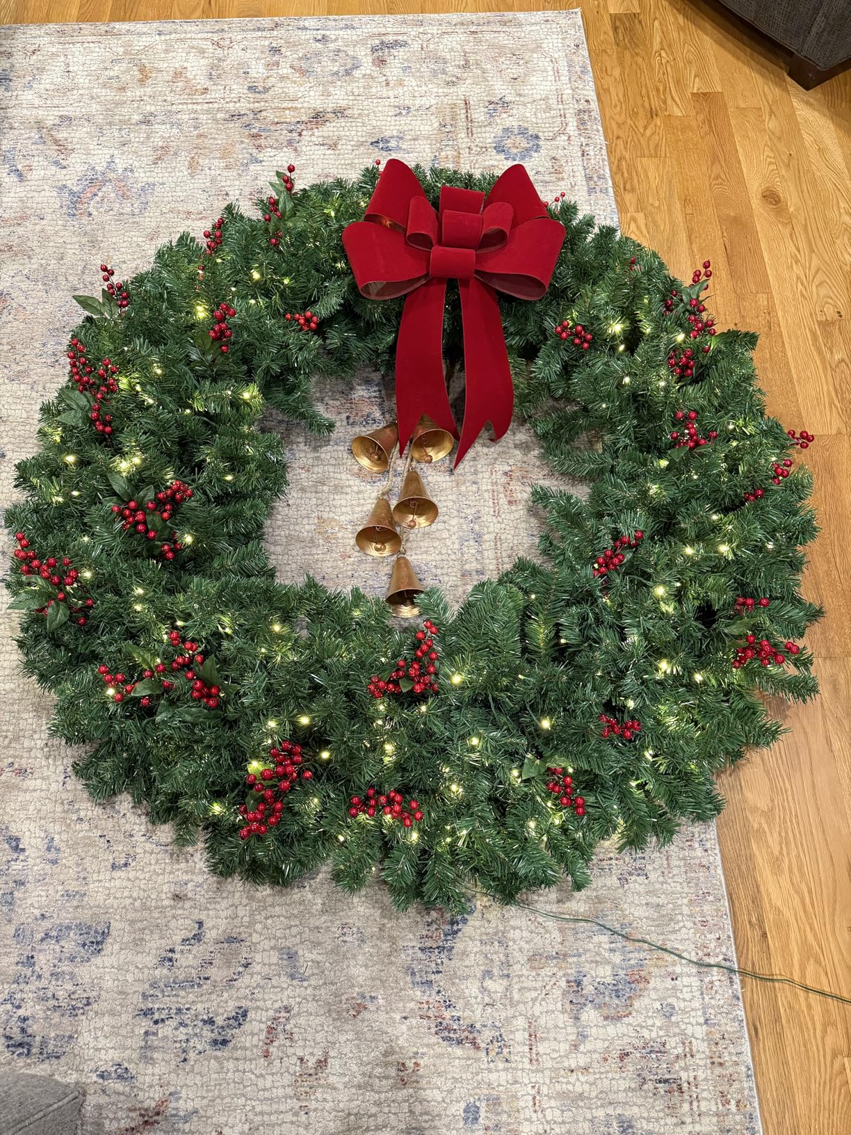Best Choice Products 60in Large Artificial Pre-Lit Fir Christmas Wreath Holiday Accent Decoration w/ 300 LED Lights, 930 PVC Tips customer photo 1