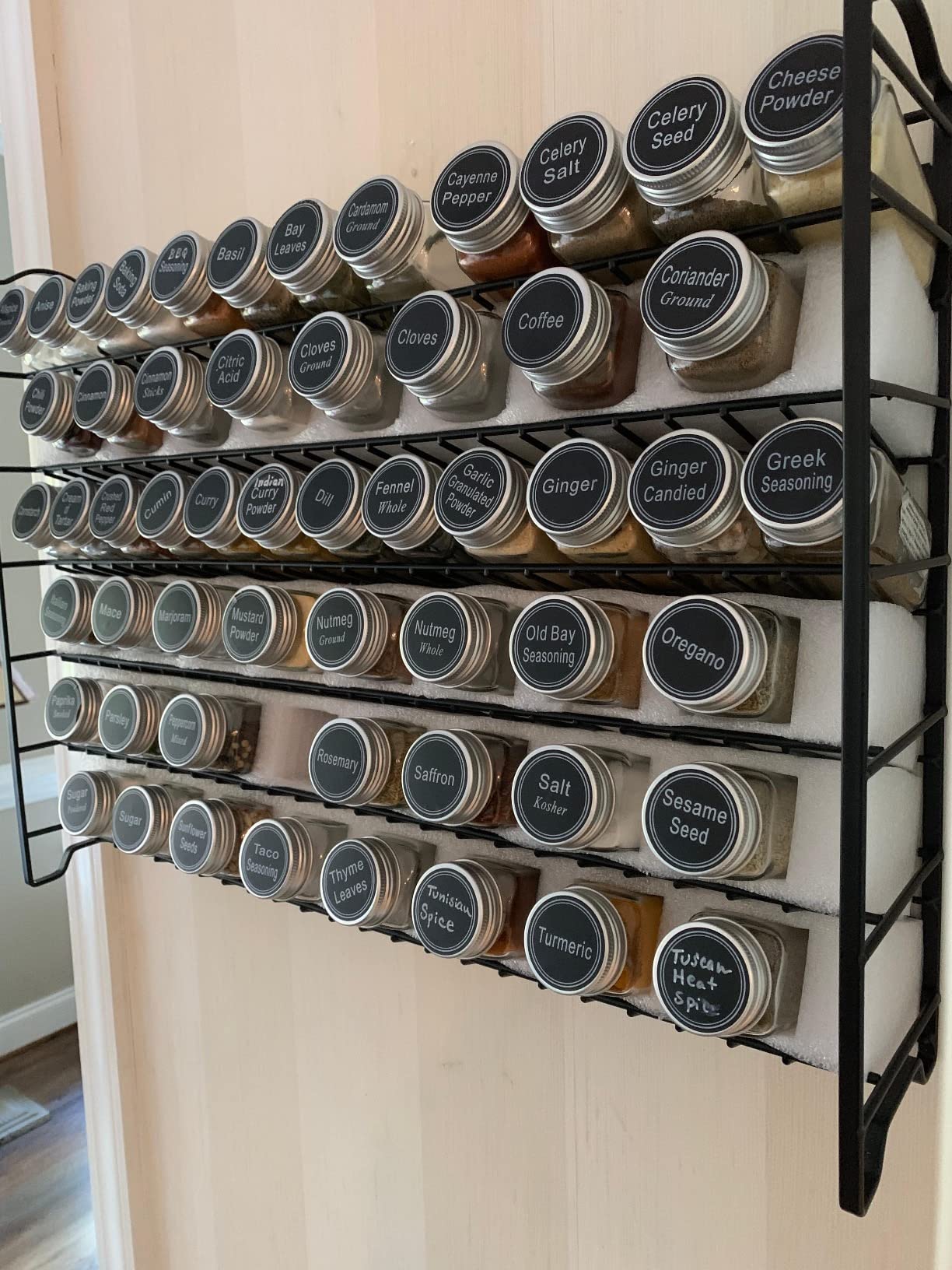 SWOMMOLY Spice Rack Organizer with 72 Spice Jars 4 oz, 396 Spice Labels | Chalk Marker, Funnel Set, Spice Organizer for Countertop, Pantry, Cabinet, Cupboard & Wall Mount, 22.2