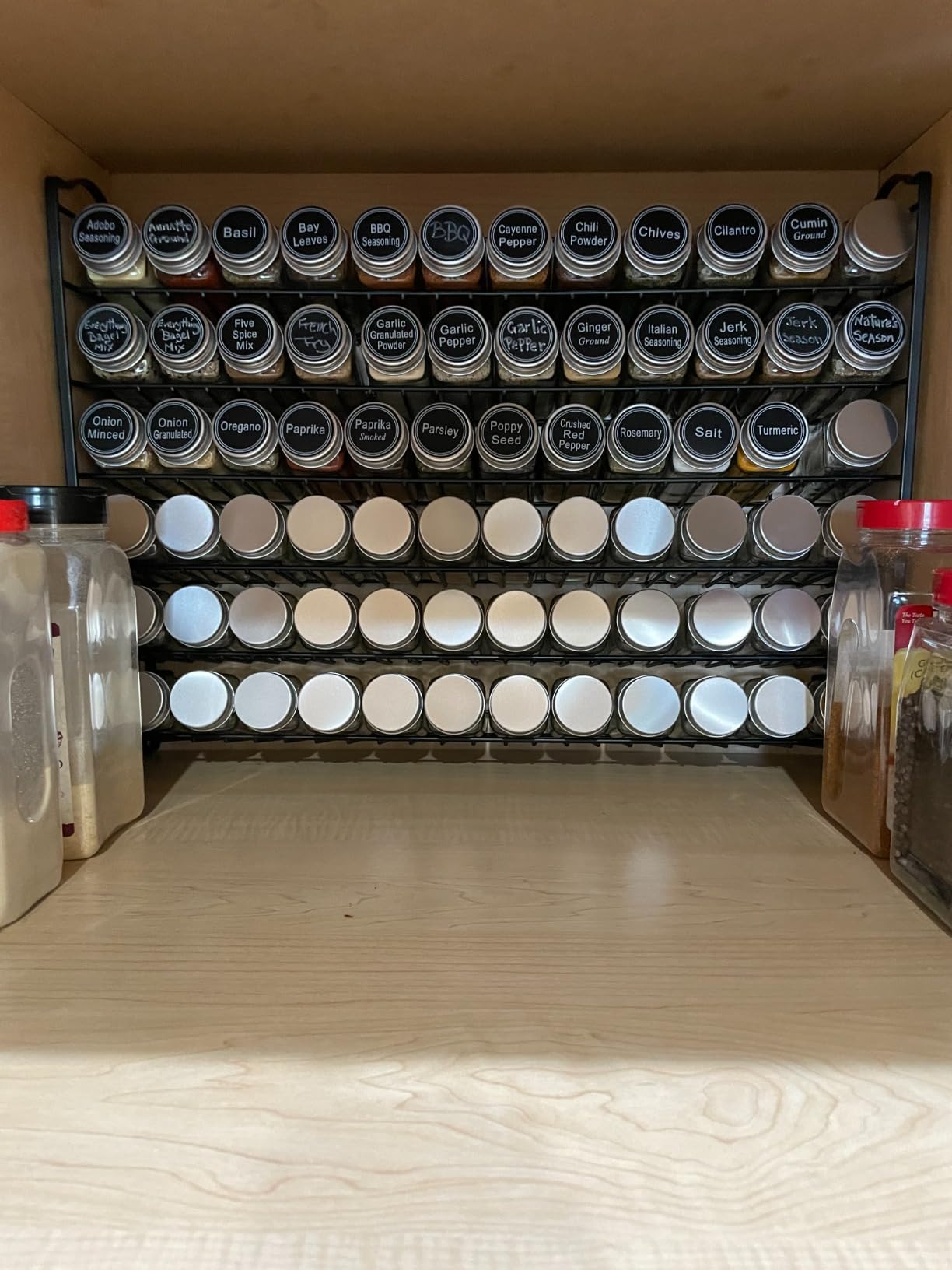 SWOMMOLY Spice Rack Organizer with 72 Spice Jars 4 oz, 396 Spice Labels | Chalk Marker, Funnel Set, Spice Organizer for Countertop, Pantry, Cabinet, Cupboard & Wall Mount, 22.2